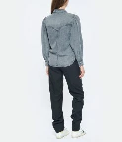 MARANT ÉTOILE Chemise Tahisse Coton Gris -Boutique de vente ZIMMERMANN imare look20220622 232