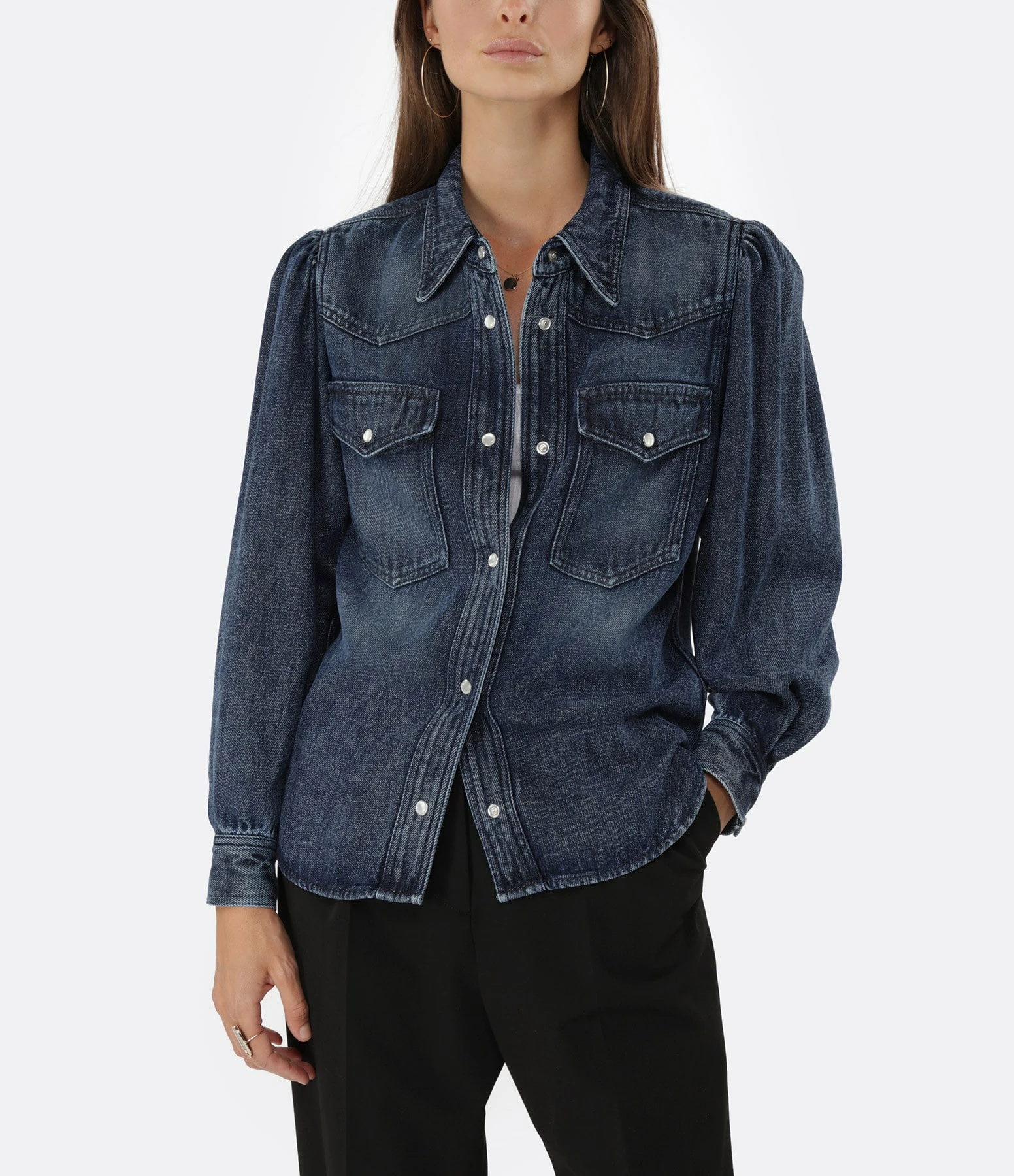 MARANT ÉTOILE Chemise Tahisse Coton Bleu – Image 2