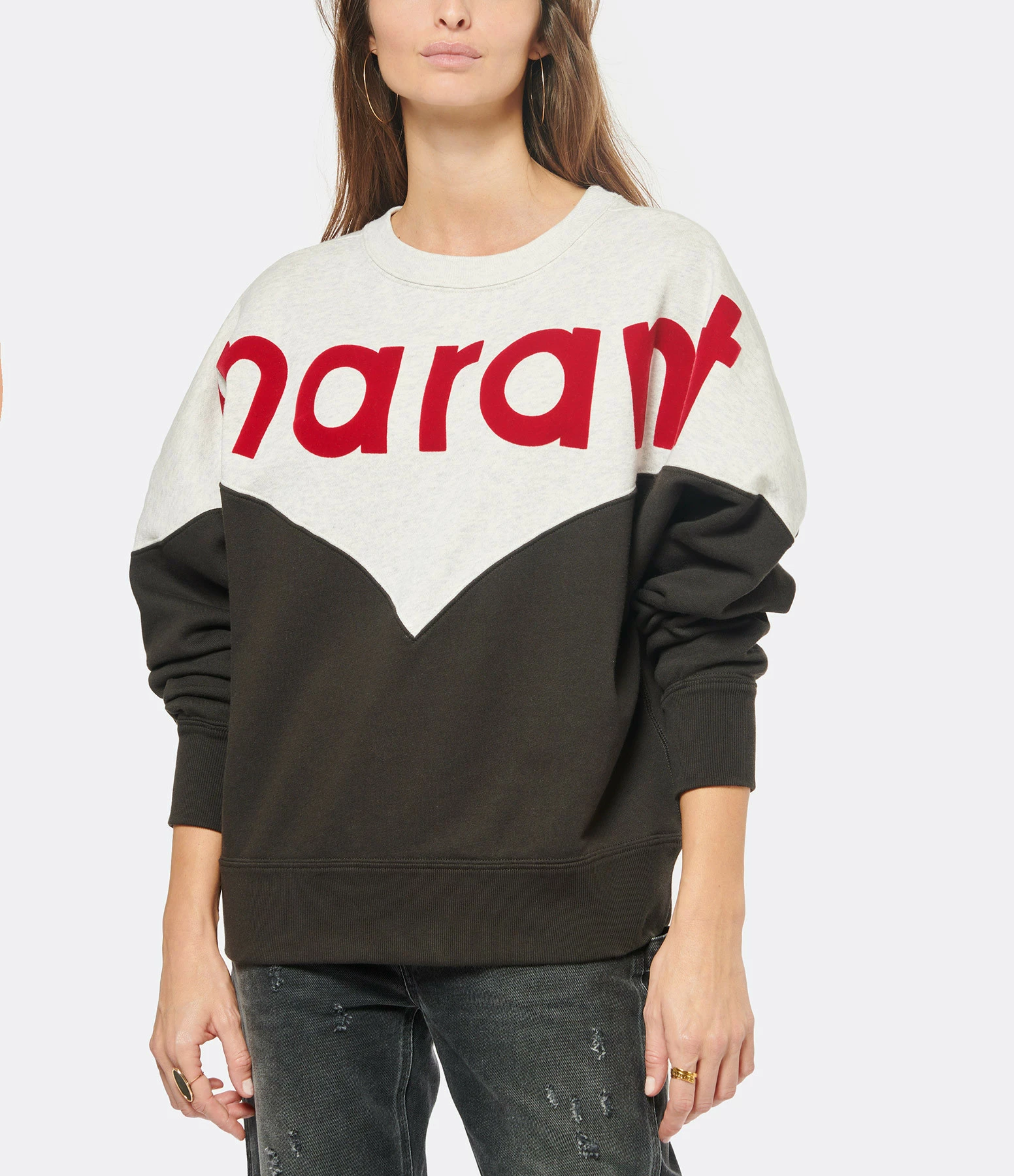 MARANT ÉTOILE Sweatshirt Houston Coton Noir Délavé Rouge – Image 3
