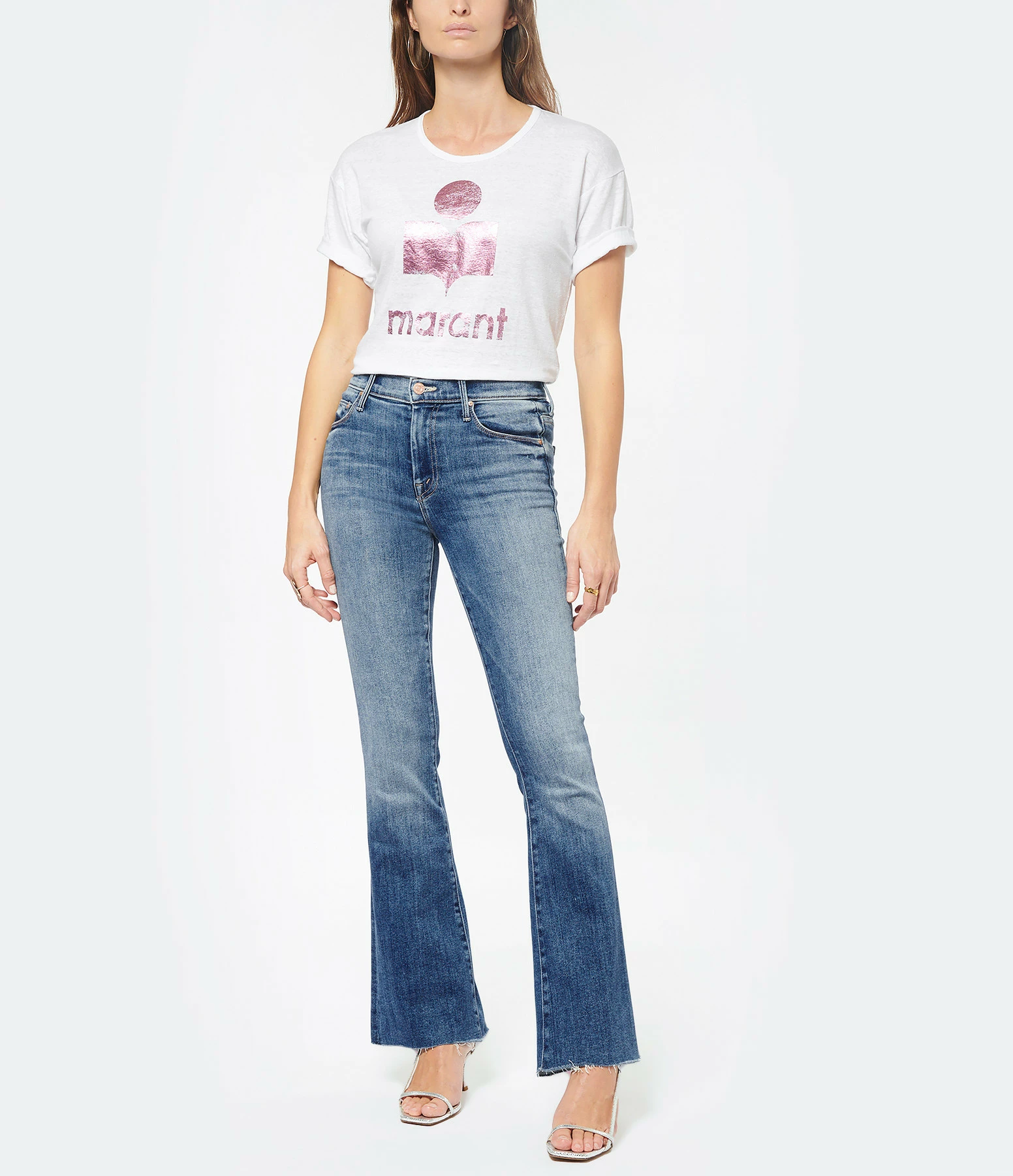 MARANT ÉTOILE Tee-shirt Koldi Lin Rose Blanc – Image 4