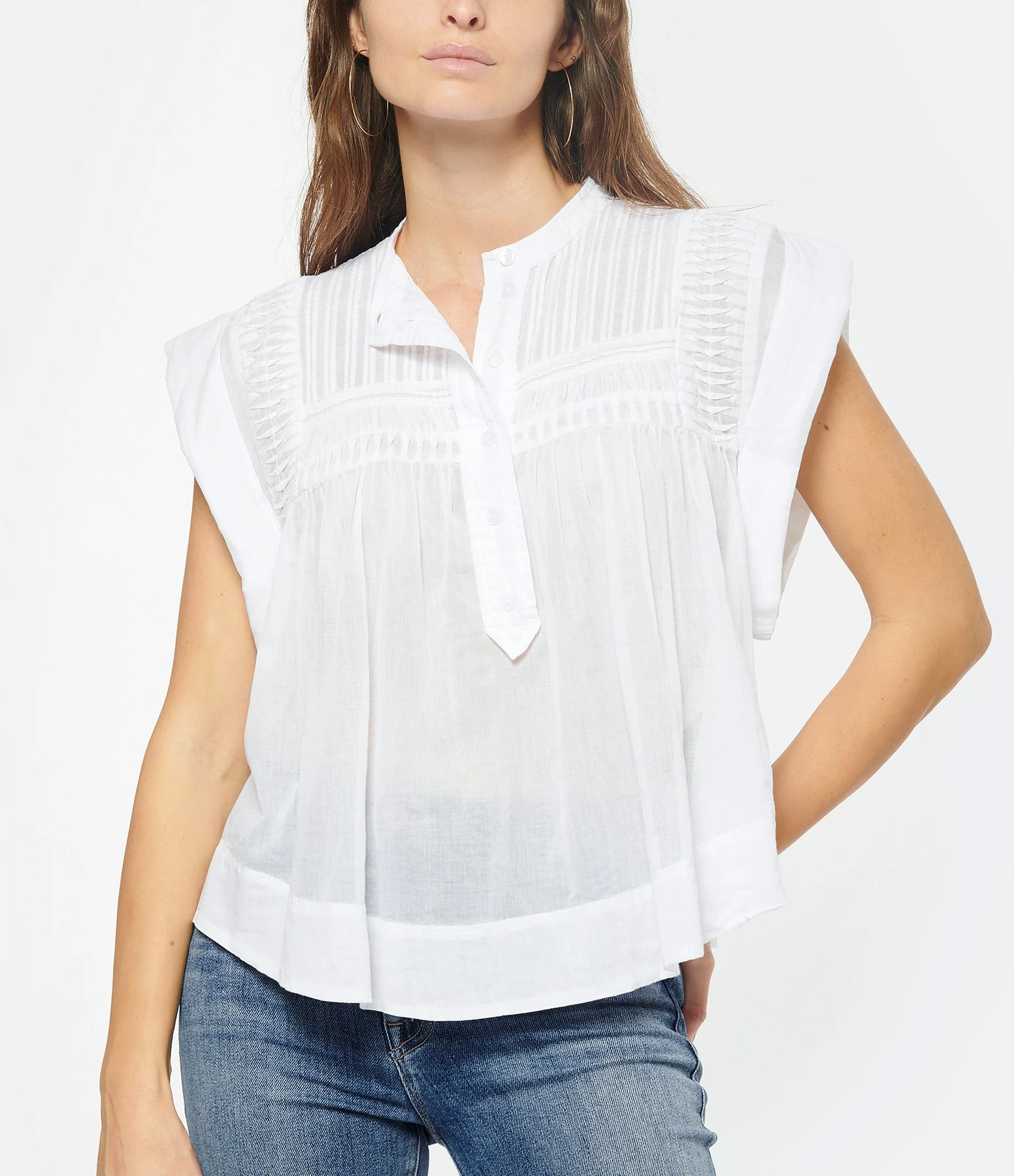 MARANT ÉTOILE Top Leaza Coton Blanc – Image 3