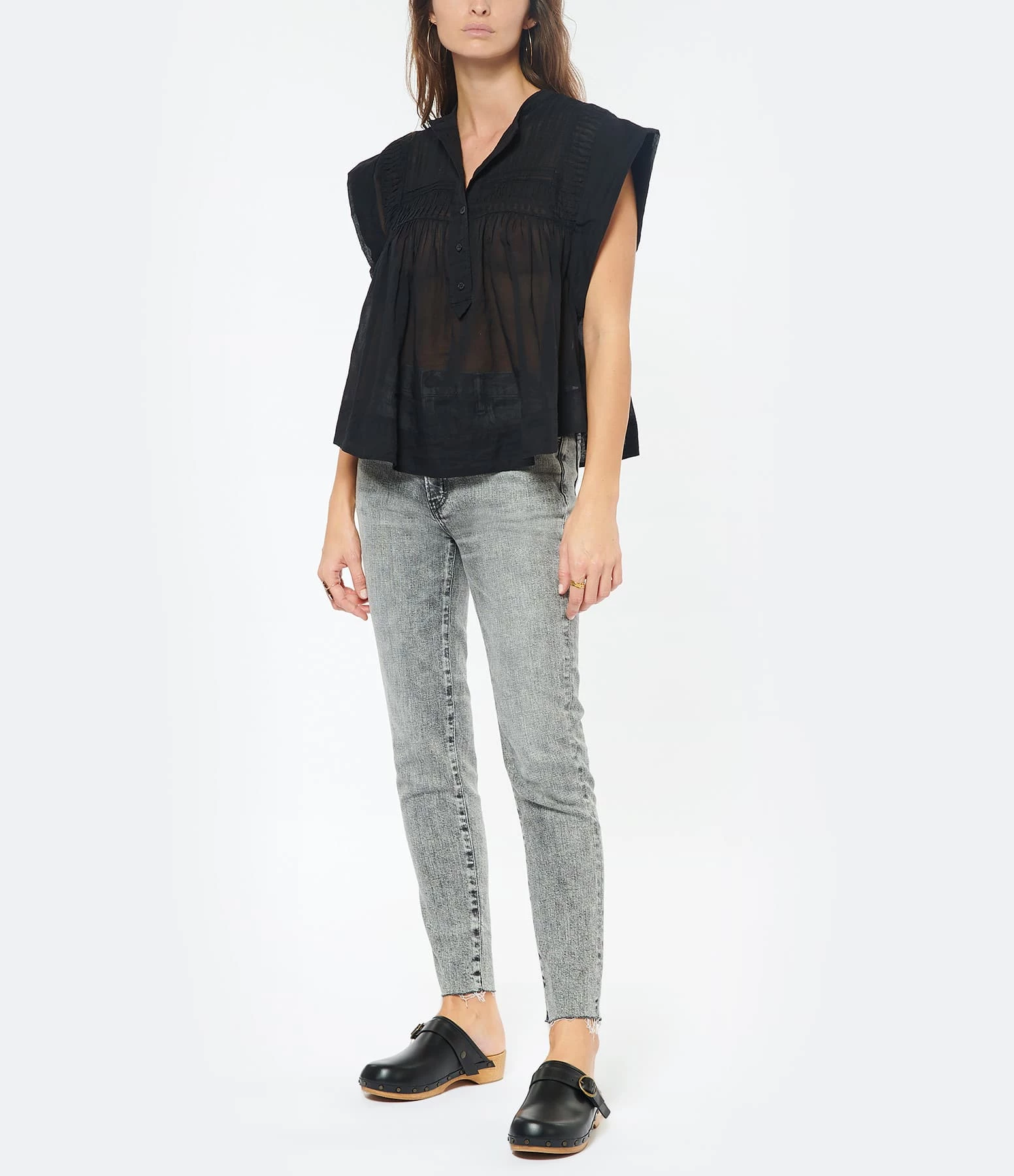 MARANT ÉTOILE Top Leaza Coton Noir – Image 4