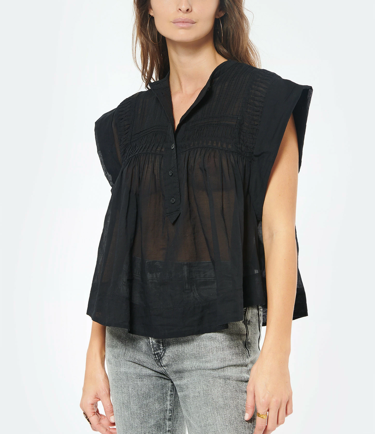 MARANT ÉTOILE Top Leaza Coton Noir – Image 5