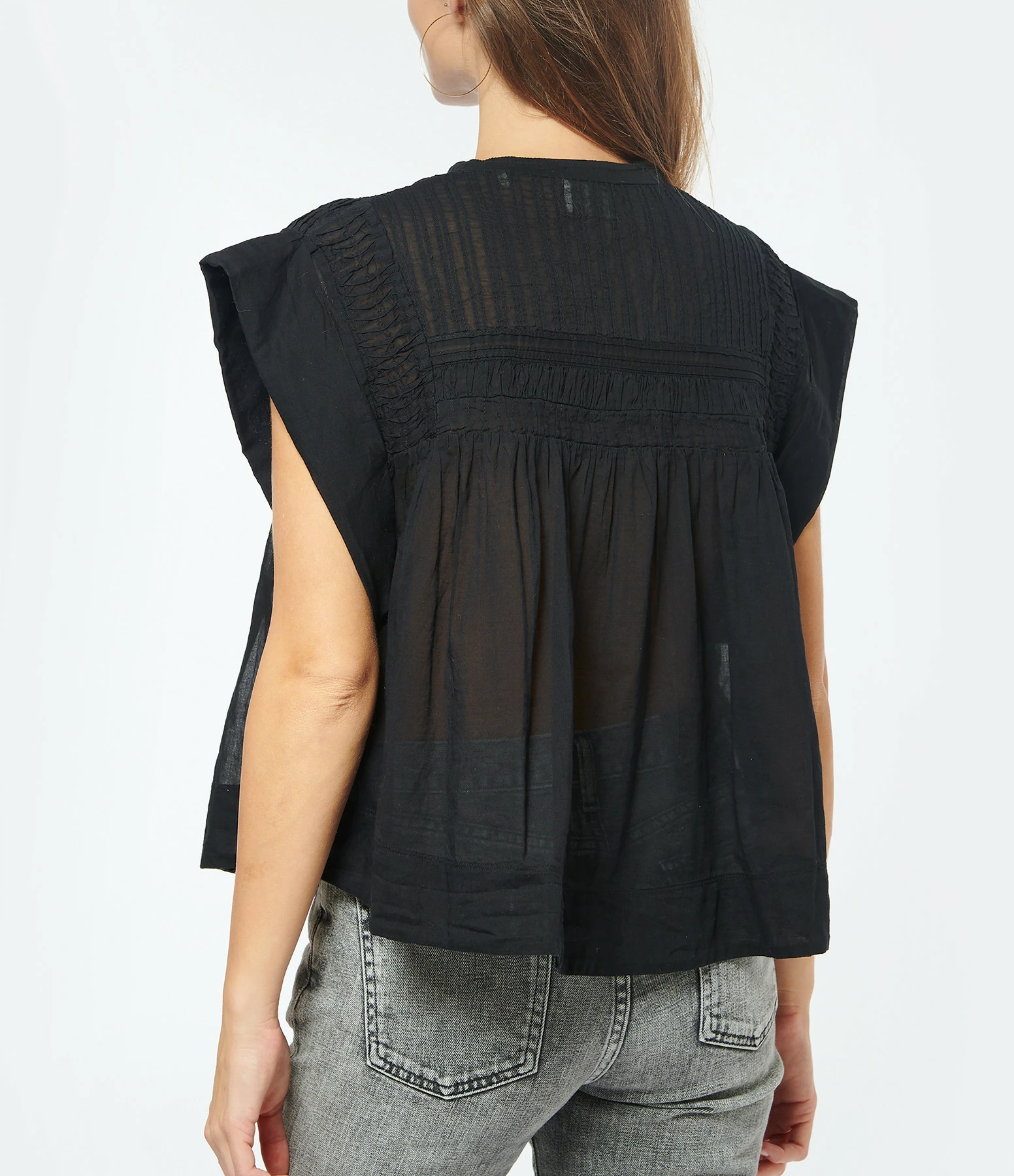 MARANT ÉTOILE Top Leaza Coton Noir – Image 3