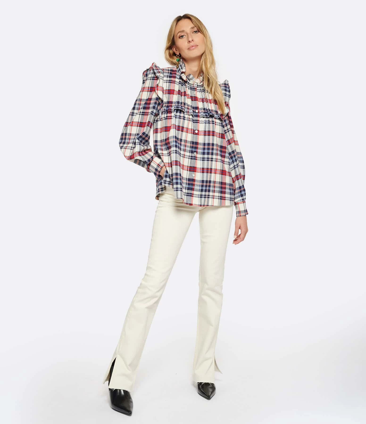 MARANT ÉTOILE Chemise Idety Coton Bleu Rouge – Image 4