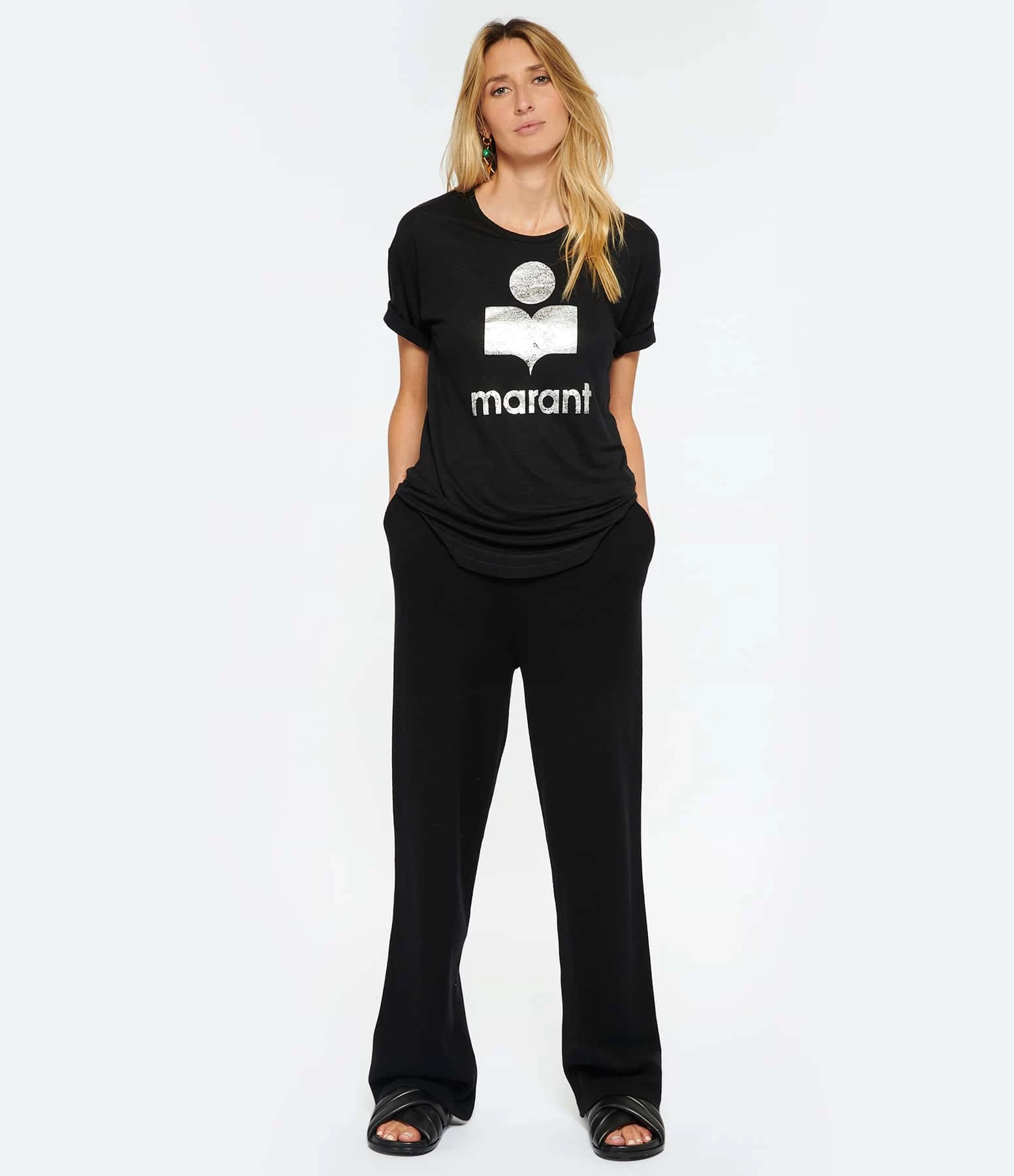 MARANT ÉTOILE Tee-shirt Koldi Lin Noir Argenté 5 MARANT ÉTOILE Tee-shirt Koldi Lin Noir Argenté – Image 3