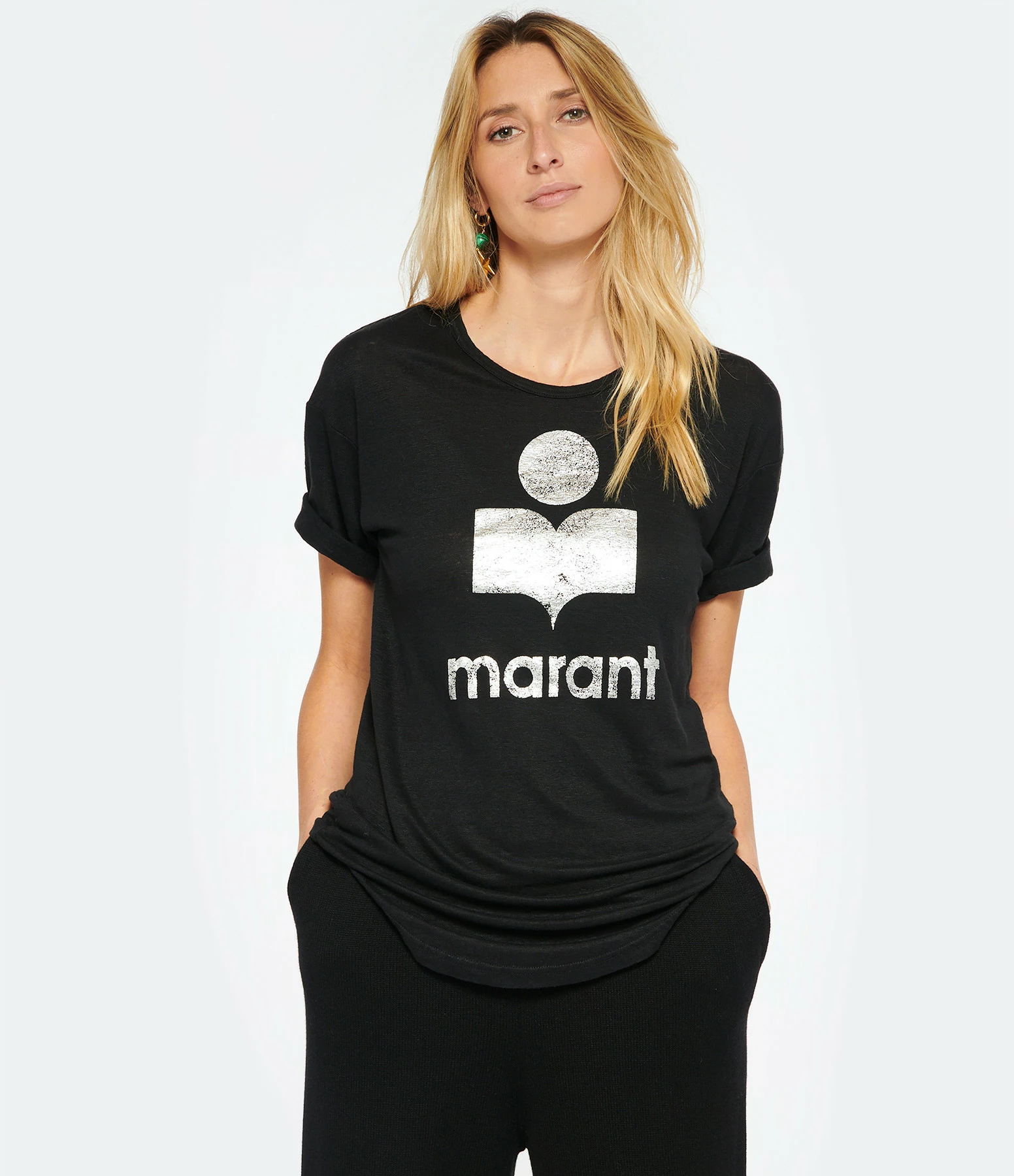 MARANT ÉTOILE Tee-shirt Koldi Lin Noir Argenté 6 MARANT ÉTOILE Tee-shirt Koldi Lin Noir Argenté – Image 4