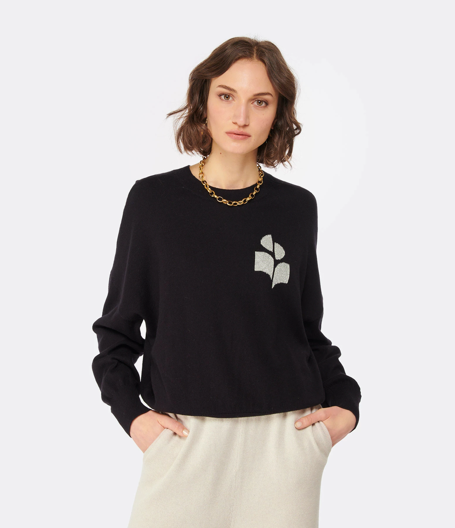 MARANT ÉTOILE Pull Marisans Coton Noir Argenté – Image 3