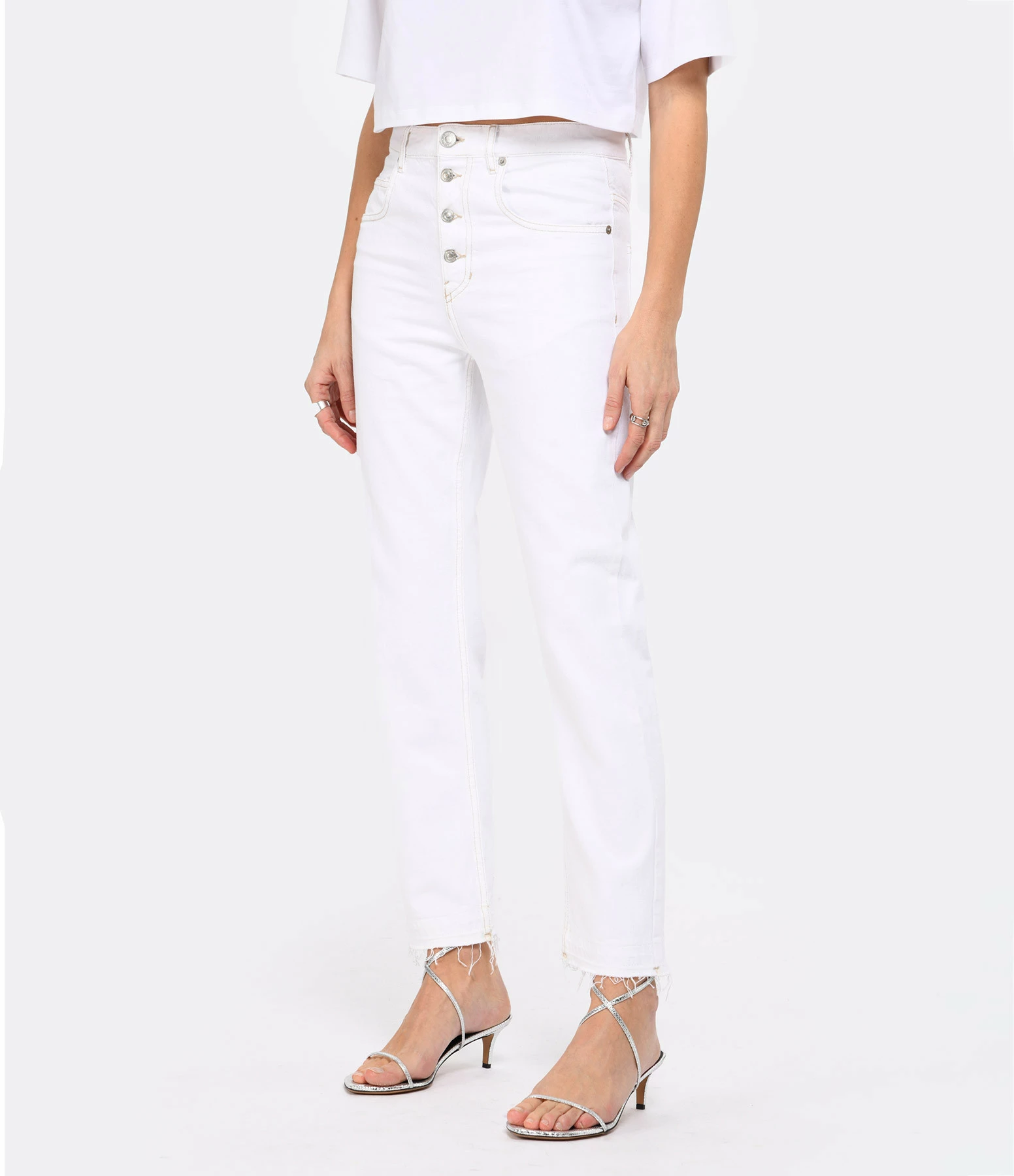 MARANT ÉTOILE Jean Belden Coton Blanc – Image 4