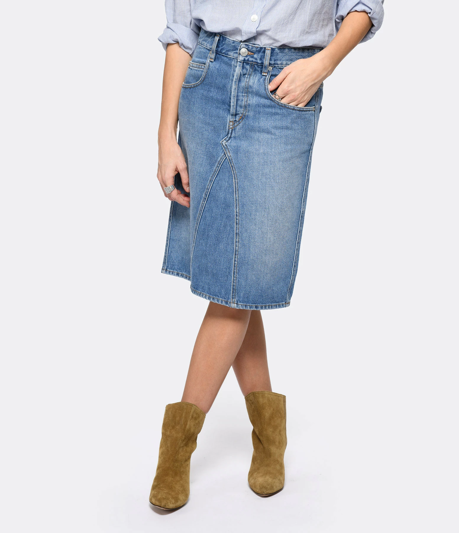 MARANT ÉTOILE Jupe Fiali Coton Bleu Clair – Image 4