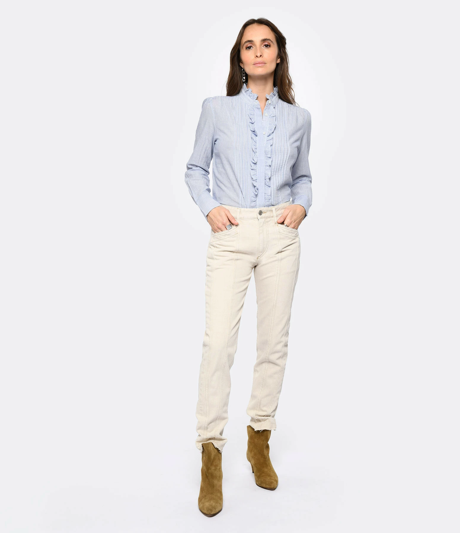 MARANT ÉTOILE Jean Sulanoa Coton Écru – Image 3