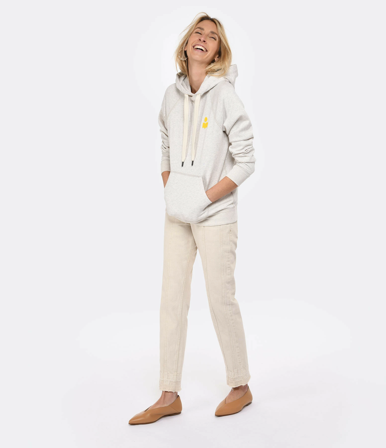 MARANT ÉTOILE Sweatshirt Malibu Coton Écru Jaune – Image 5