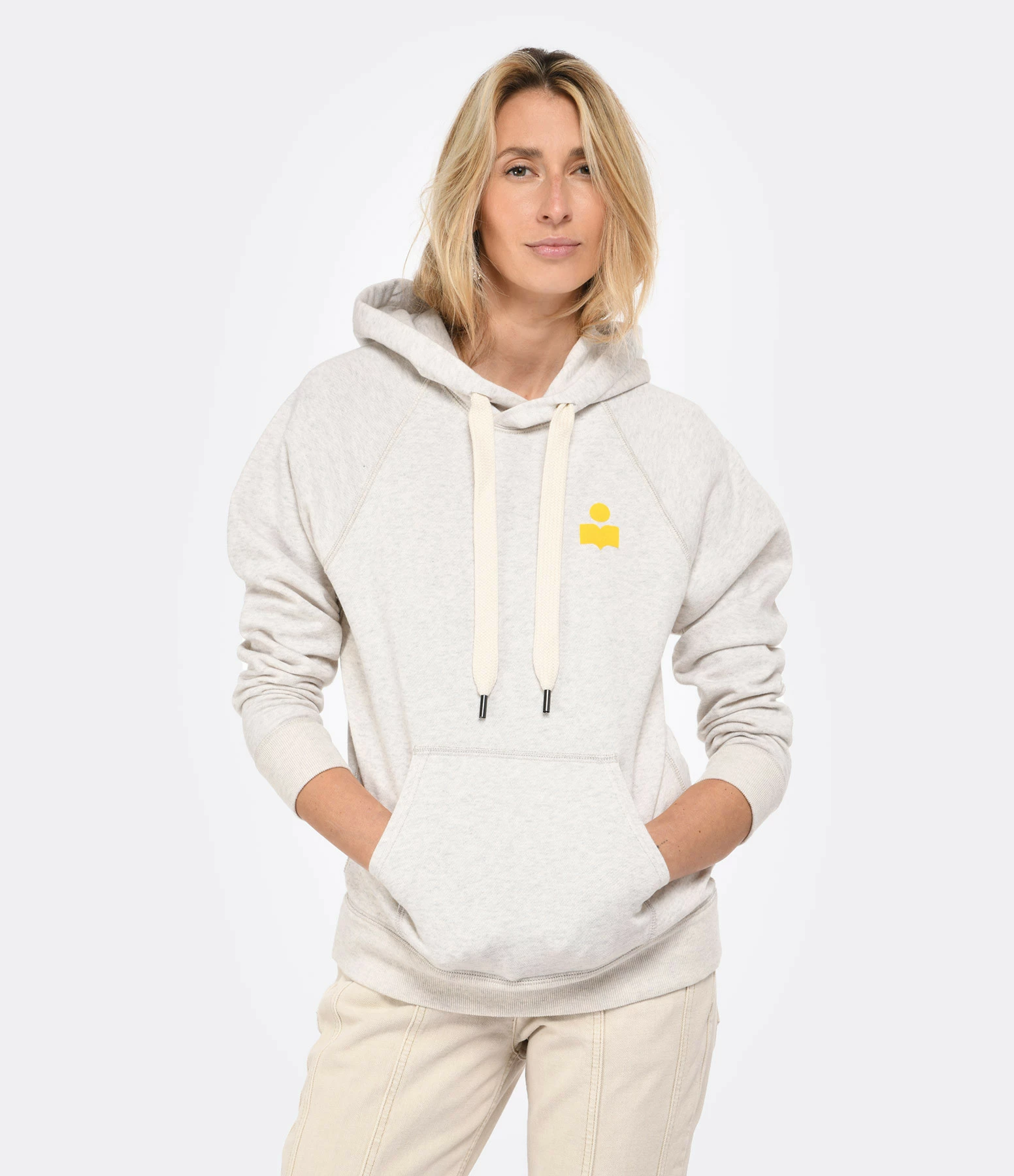 MARANT ÉTOILE Sweatshirt Malibu Coton Écru Jaune – Image 3