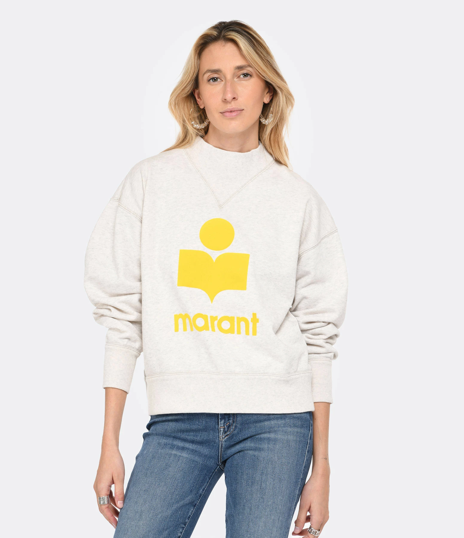 MARANT ÉTOILE Sweatshirt Moby Coton Écru Jaune – Image 3