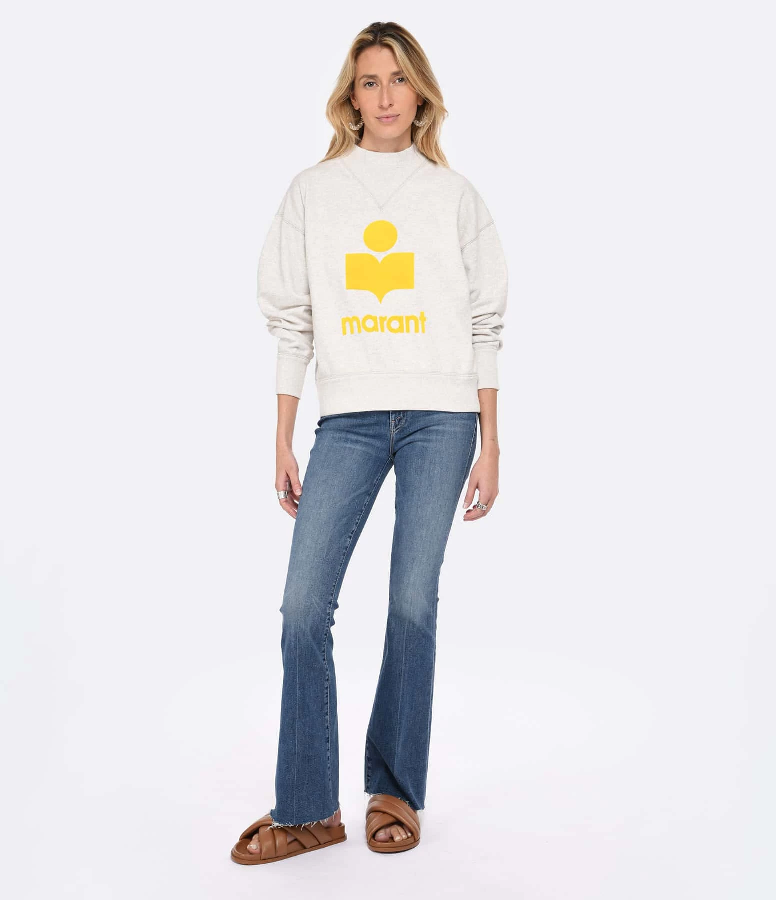 MARANT ÉTOILE Sweatshirt Moby Coton Écru Jaune – Image 5
