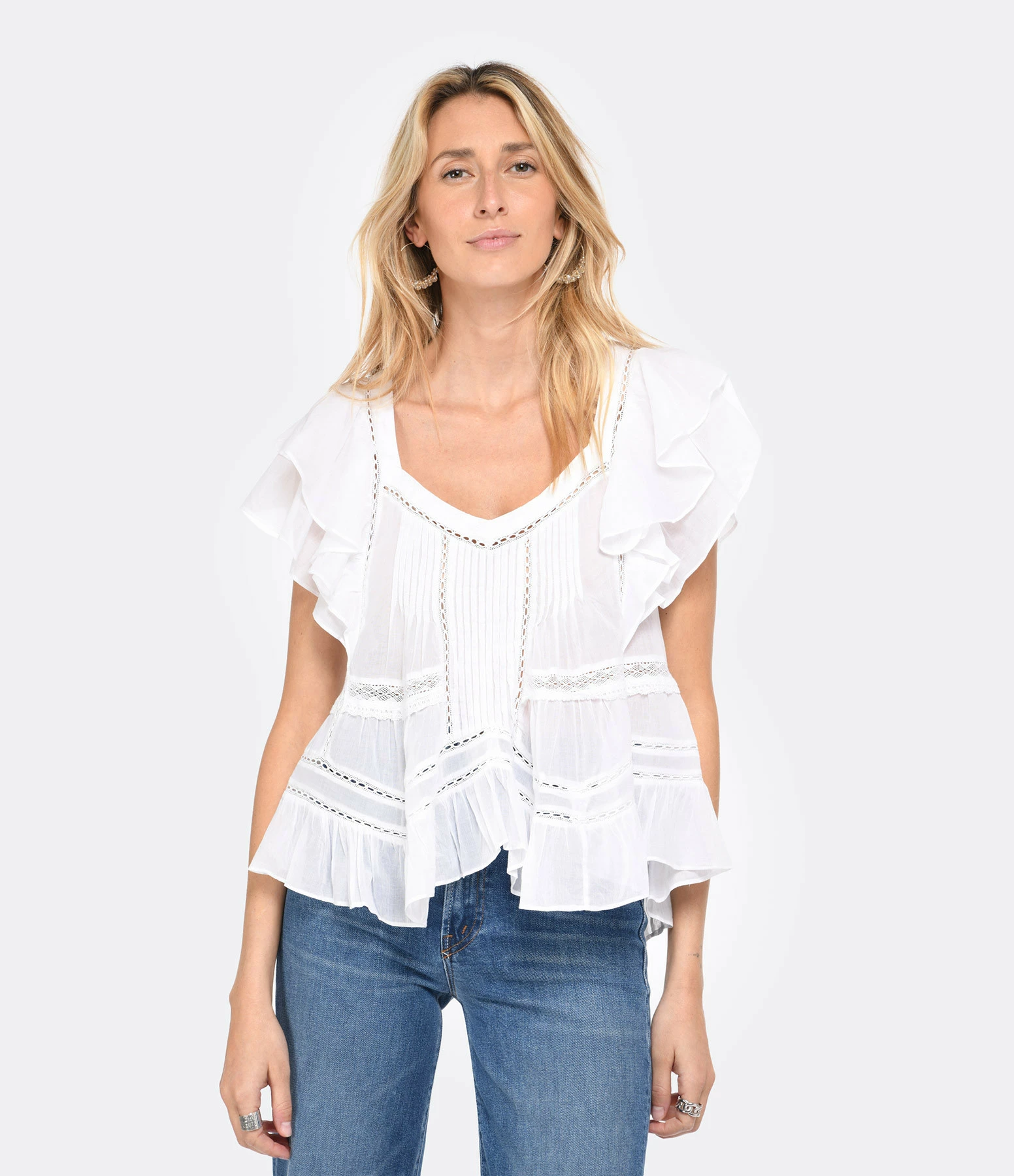 MARANT ÉTOILE Top Madrana Coton Blanc – Image 3