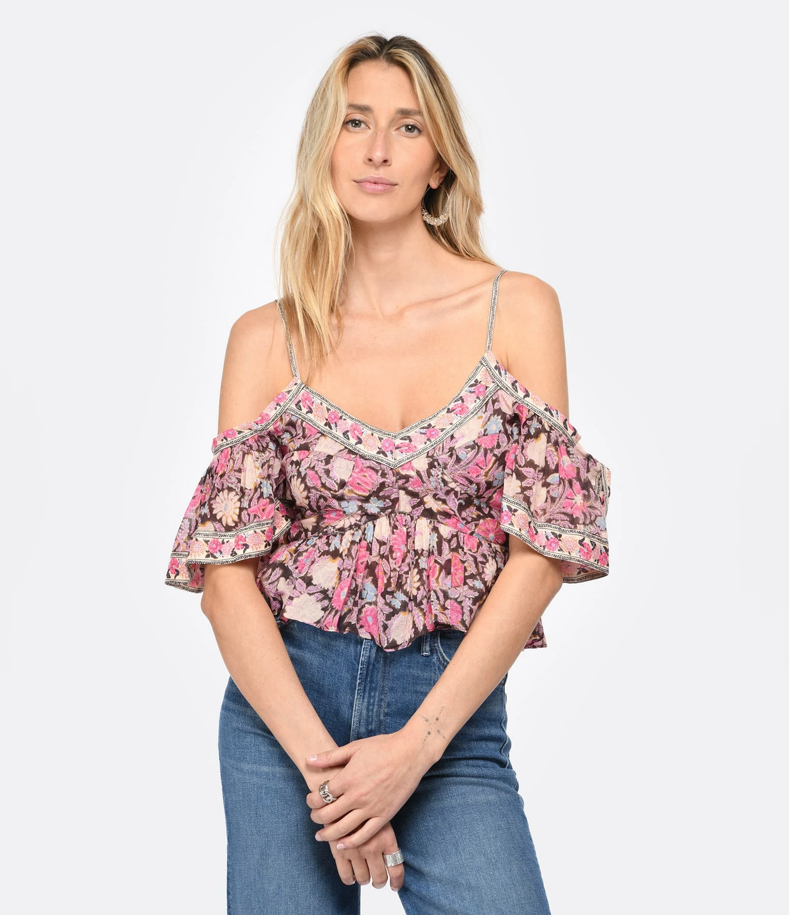 MARANT ÉTOILE Top Garuva Coton Rose – Image 3
