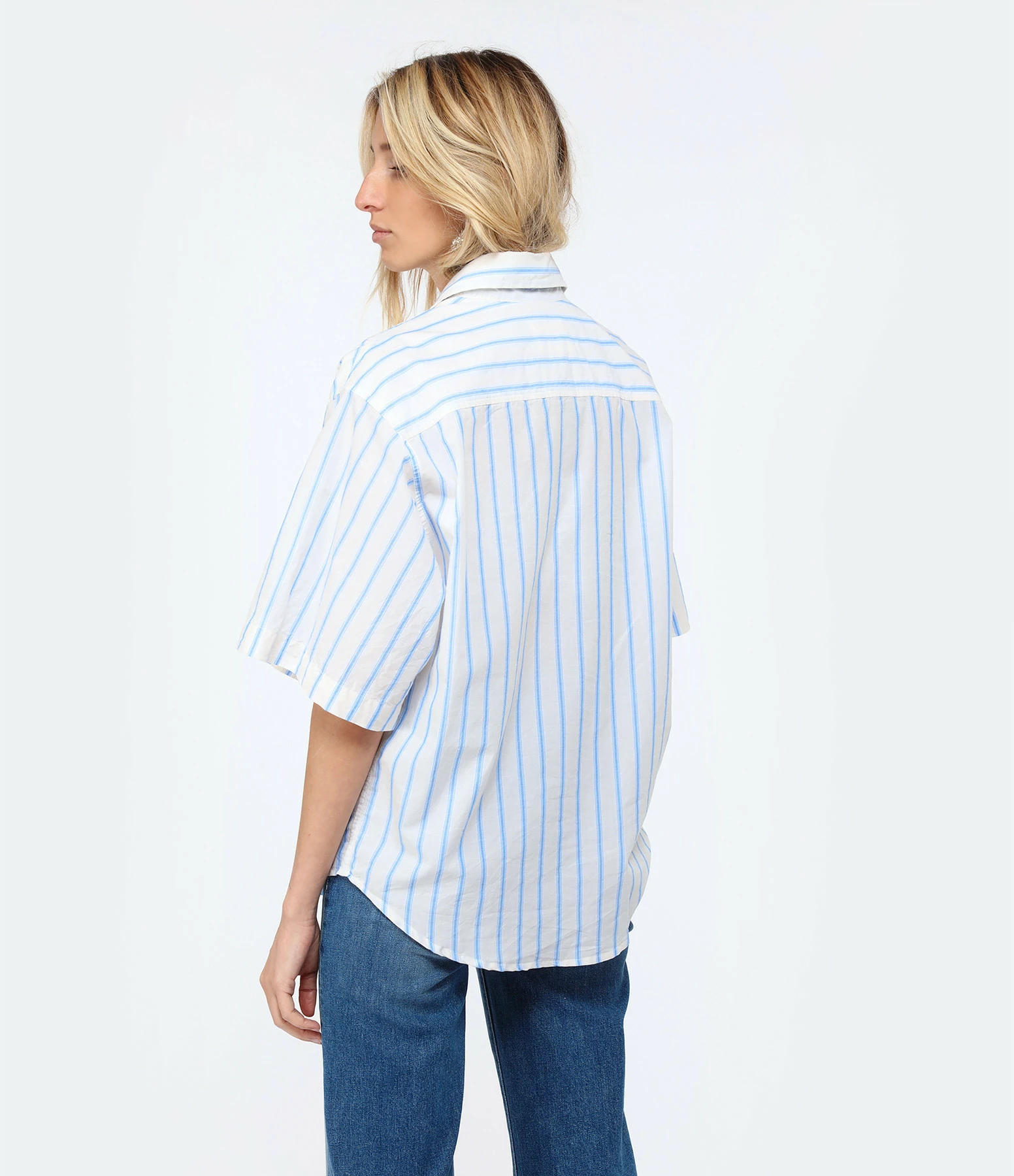 MARANT ÉTOILE Chemise Nulenci Coton Écru Bleu – Image 4