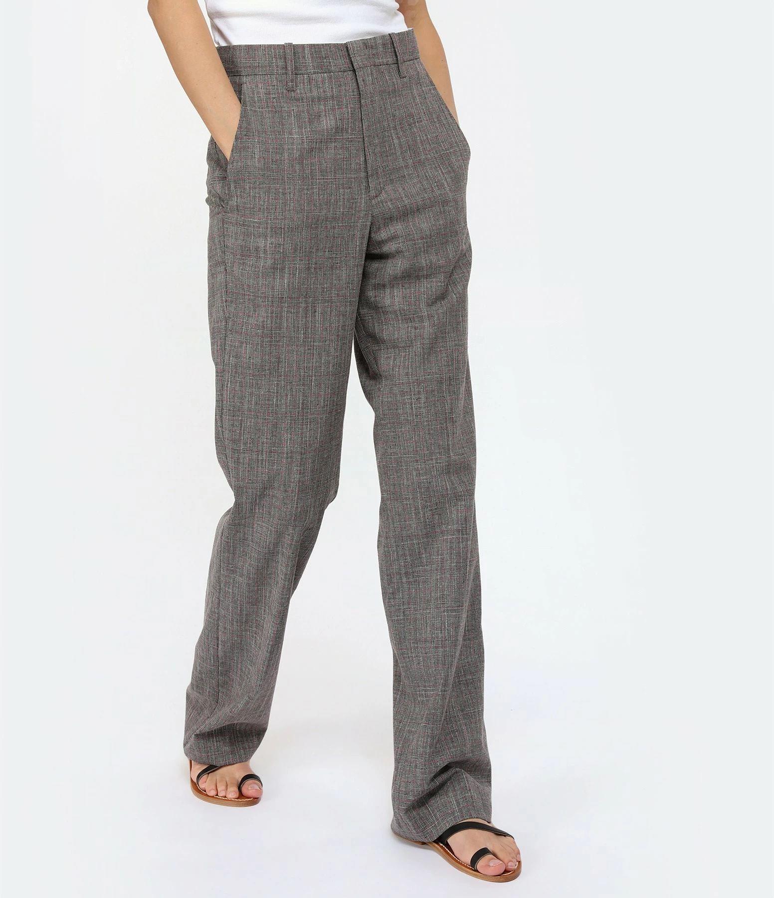 MARANT ÉTOILE Pantalon Olympe Laine Vierge Noir Rose – Image 4