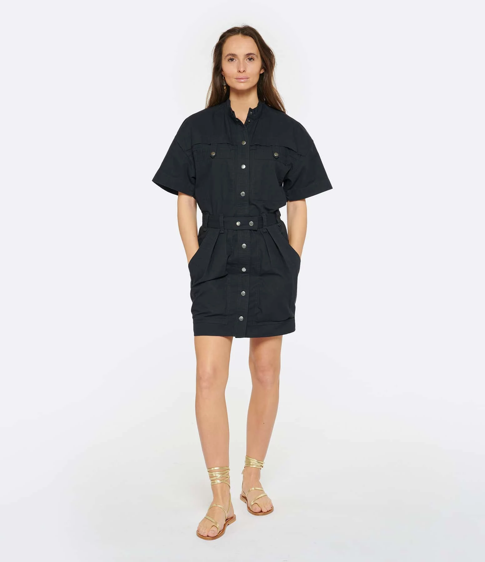 MARANT ÉTOILE Robe Rime Coton Noir Délavé – Image 3