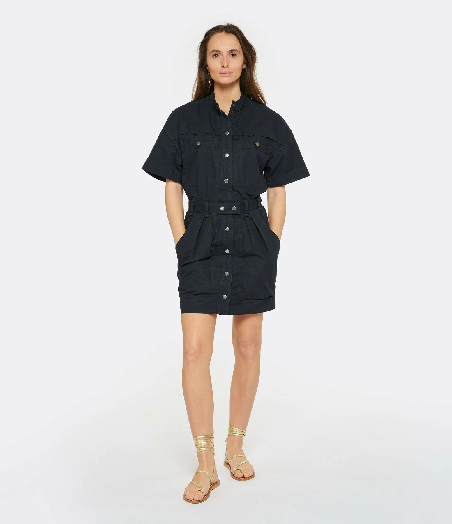 MARANT ÉTOILE Robe Rime Coton Noir Délavé – Image 3