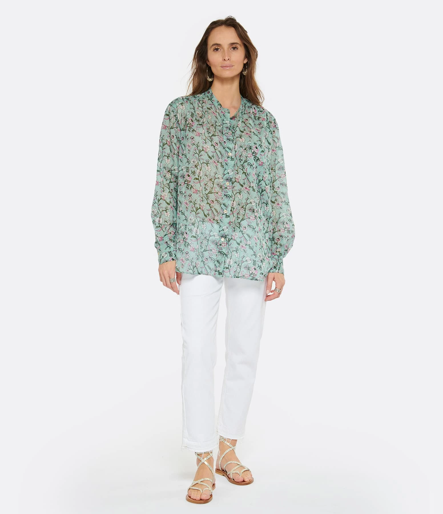 MARANT ÉTOILE Chemise Mexika Coton Imprimé Amande – Image 5