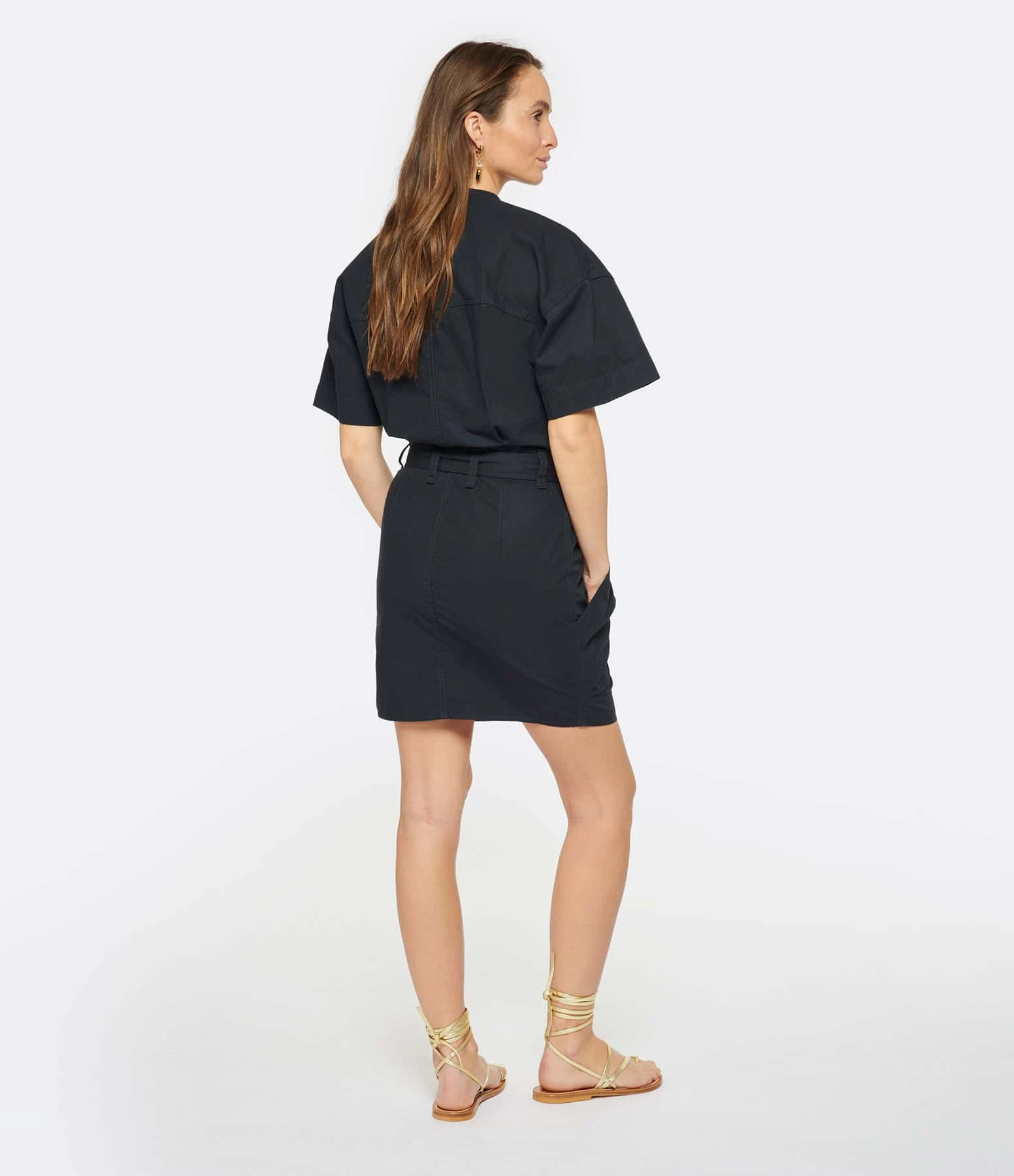 MARANT ÉTOILE Robe Rime Coton Noir Délavé – Image 4