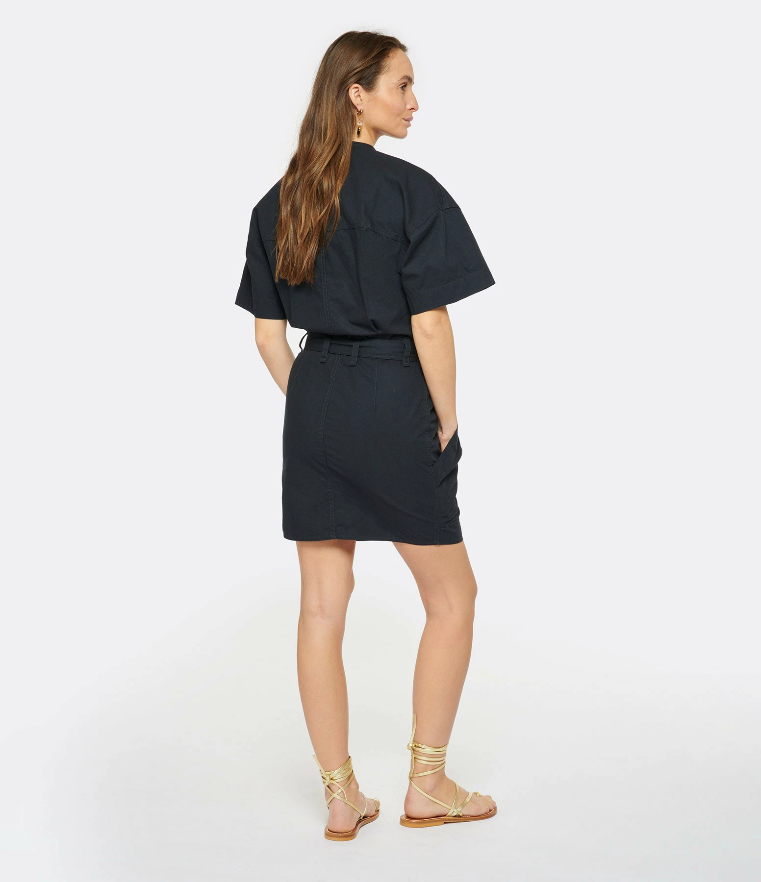 MARANT ÉTOILE Robe Rime Coton Noir Délavé – Image 4