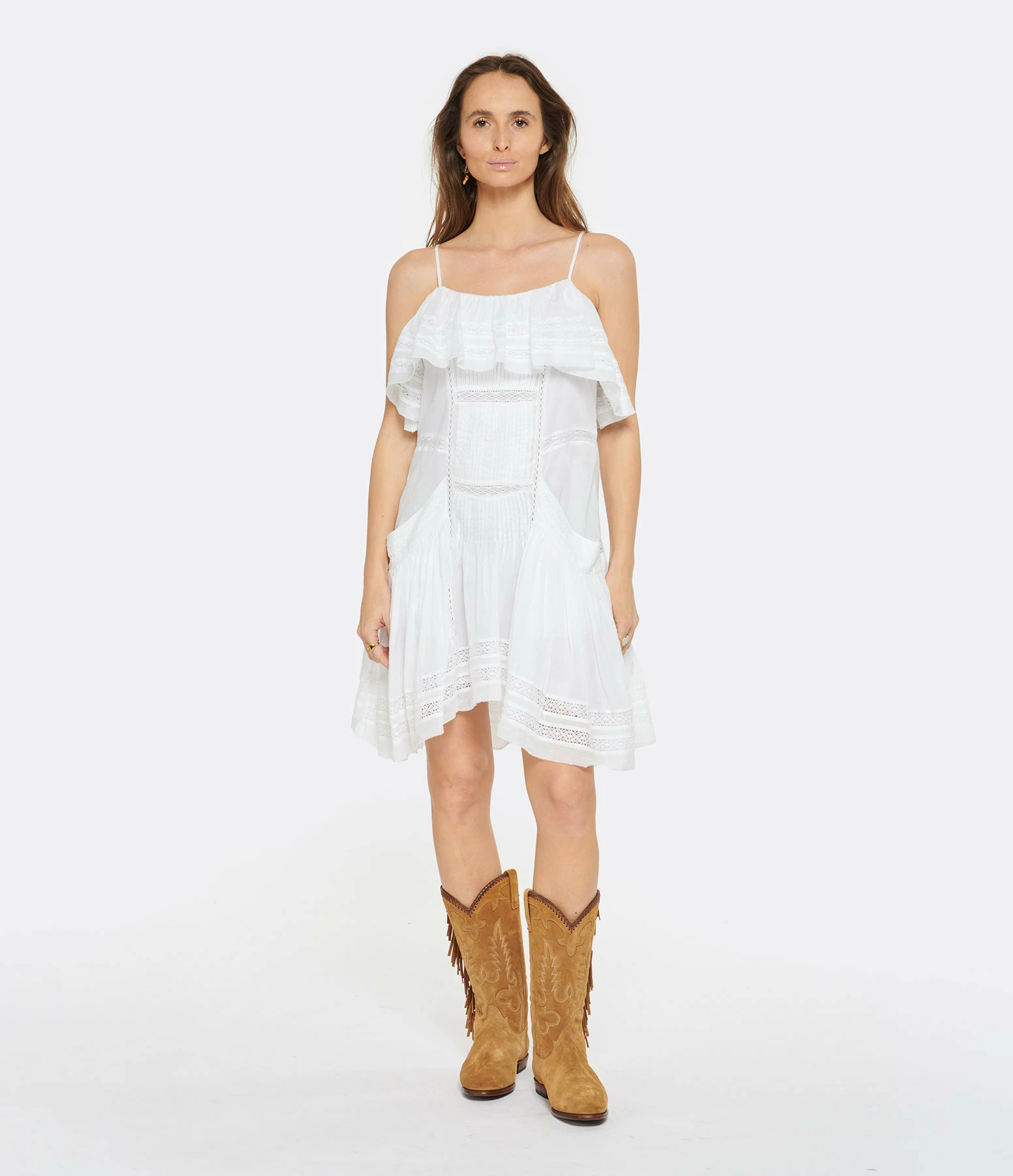 MARANT ÉTOILE Robe Moly Coton Blanc – Image 3