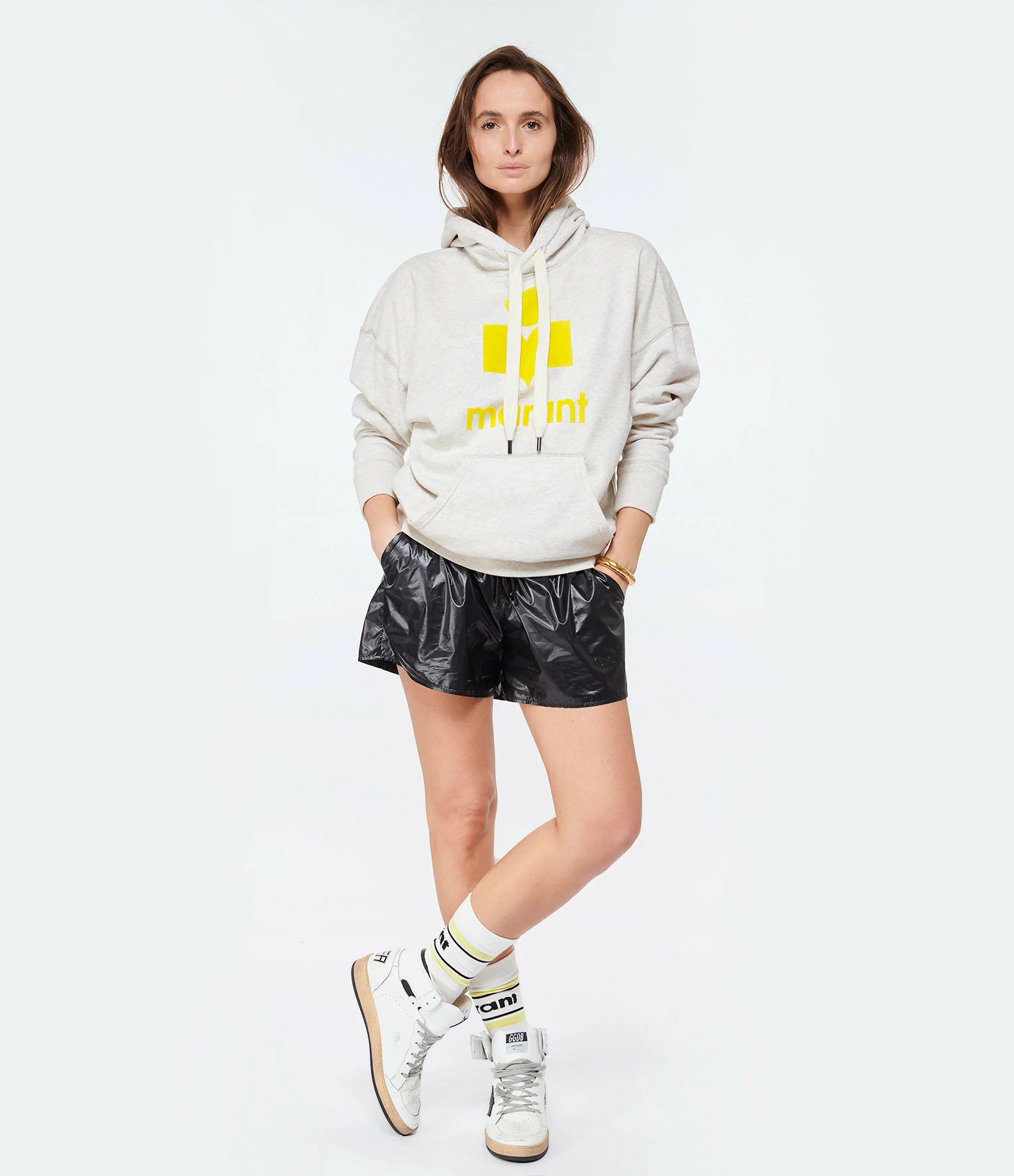 MARANT ÉTOILE Sweatshirt Mansel Coton Écru Jaune – Image 4