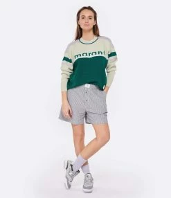 MARANT ÉTOILE Pull Carry Coton Émeraude -Boutique de vente ZIMMERMANN imare look20230126 316