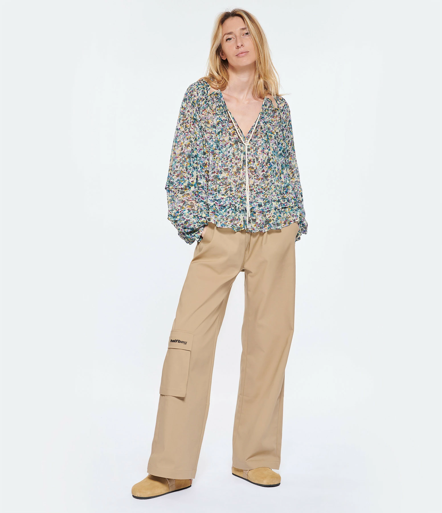 MARANT ÉTOILE Blouse Felipa Imprimé Vert Écru – Image 4