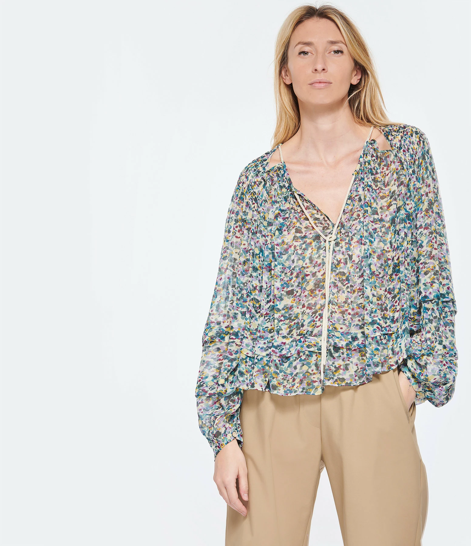 MARANT ÉTOILE Blouse Felipa Imprimé Vert Écru – Image 3