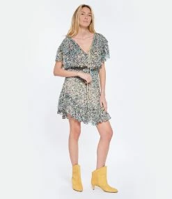 MARANT ÉTOILE Robe Florise Imprimé Vert Écru -Boutique de vente ZIMMERMANN imare look20230207 273 1