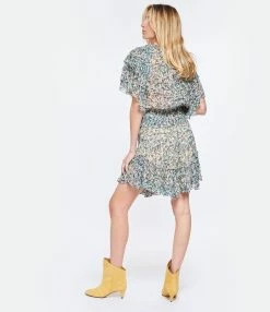 MARANT ÉTOILE Robe Florise Imprimé Vert Écru -Boutique de vente ZIMMERMANN imare look20230207 274 1