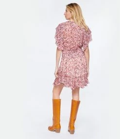 MARANT ÉTOILE Robe Florise Imprimé Framboise Écru -Boutique de vente ZIMMERMANN imare look20230207 281 1