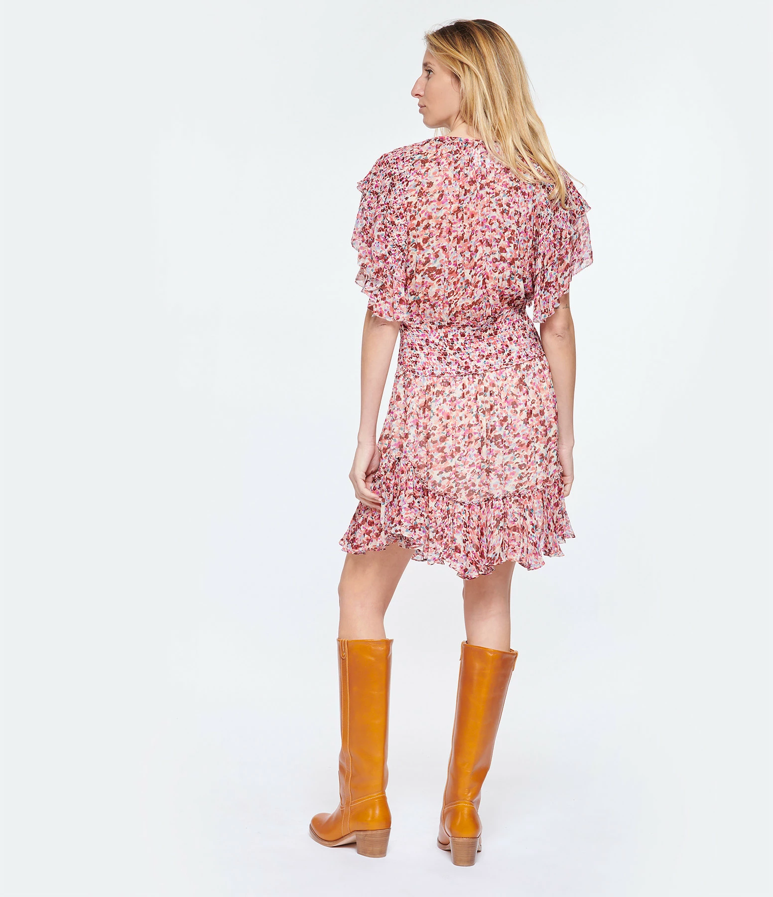 MARANT ÉTOILE Robe Florise Imprimé Framboise Écru – Image 4
