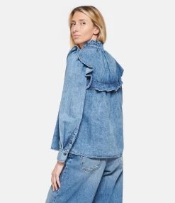 MARANT ÉTOILE Chemise Idety Coton Bleu -Boutique de vente ZIMMERMANN imare look20230207 307