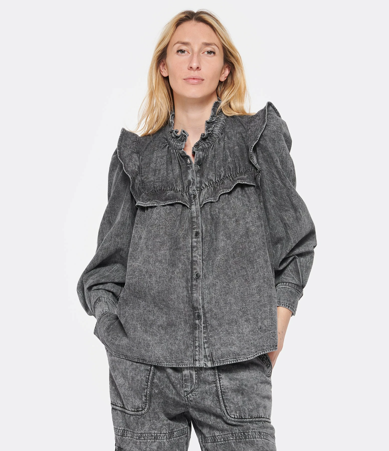 MARANT ÉTOILE Chemise Idety Coton Gris – Image 3