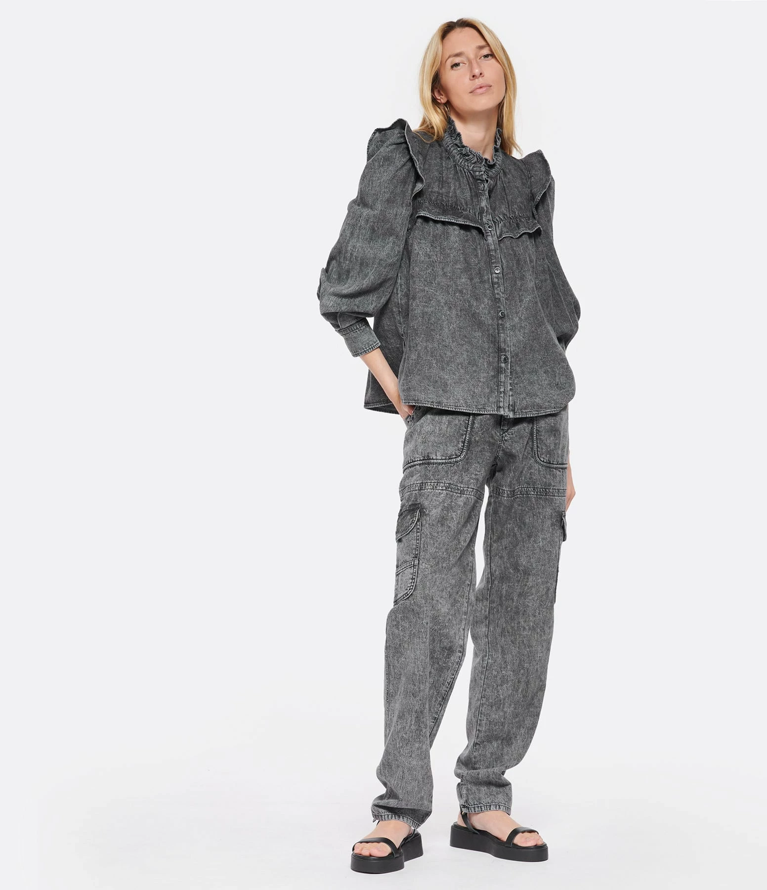 MARANT ÉTOILE Pantalon Viamao Coton Gris – Image 6