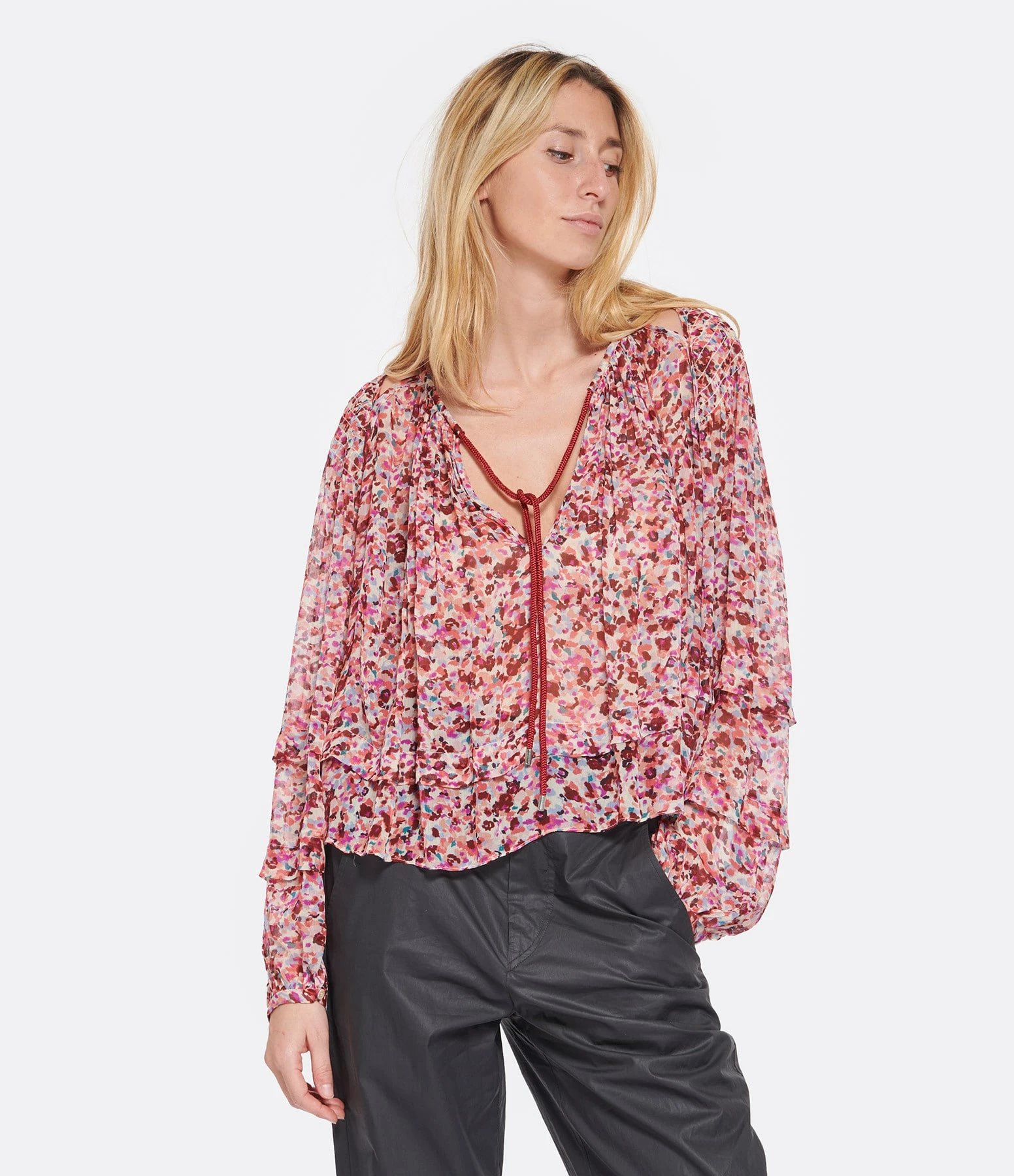 MARANT ÉTOILE Blouse Felipa Imprimé Framboise Écru 5 MARANT ÉTOILE Blouse Felipa Imprimé Framboise Écru – Image 3