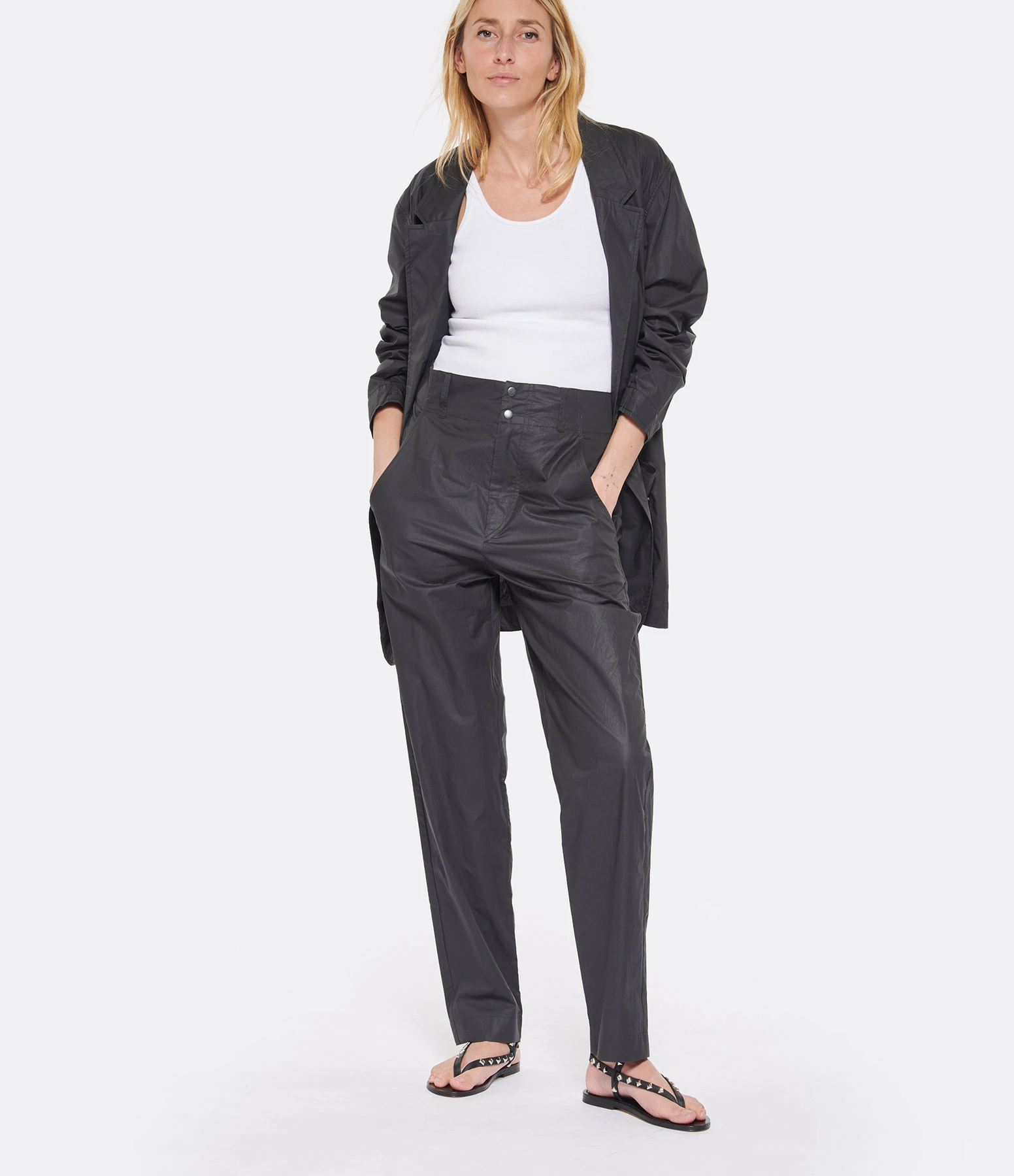 MARANT ÉTOILE Pantalon Faliana Coton Noir – Image 3
