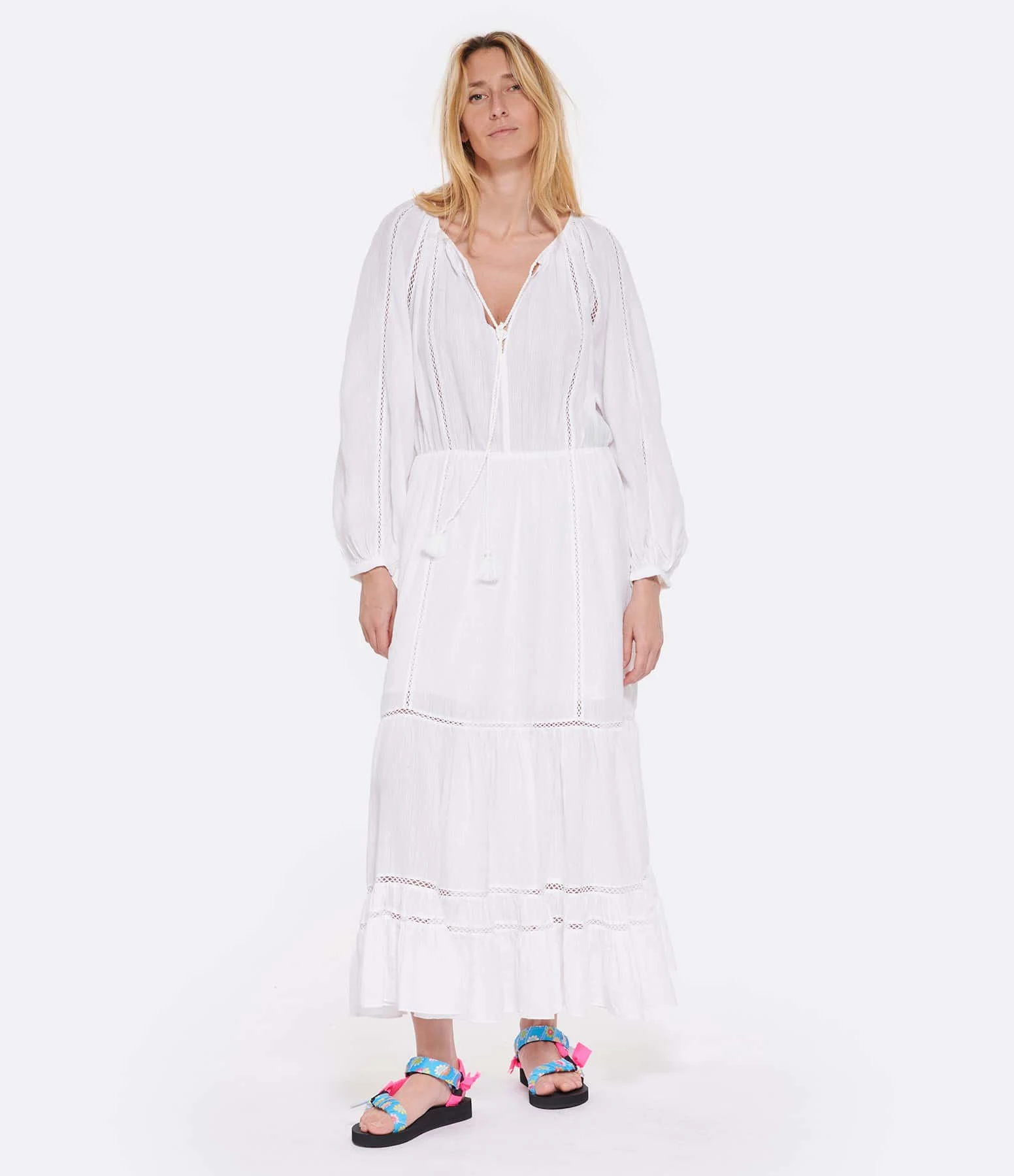 MARANT ÉTOILE Robe Longue Latifa Coton Blanc – Image 3