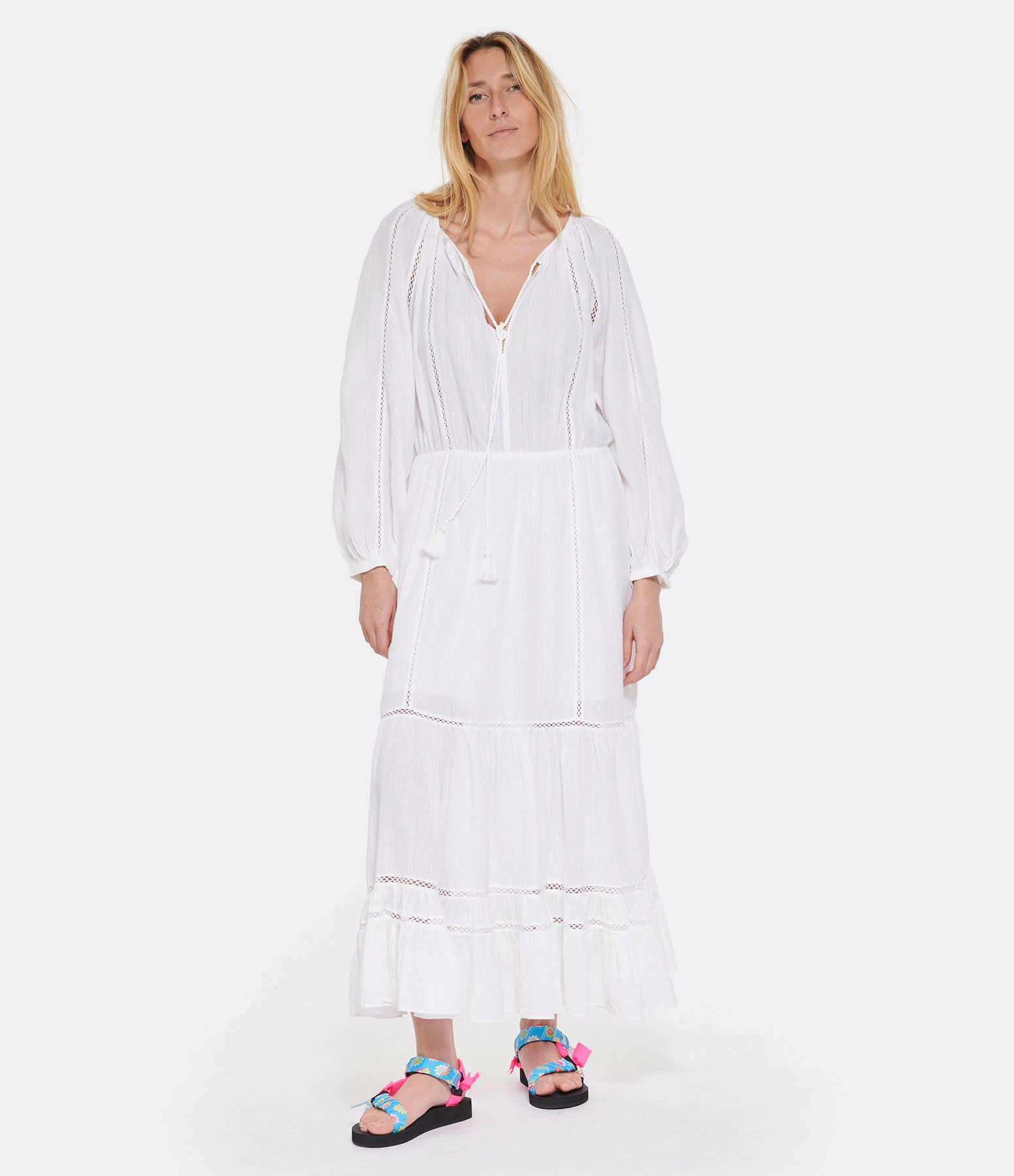 MARANT ÉTOILE Robe Longue Latifa Coton Blanc – Image 3