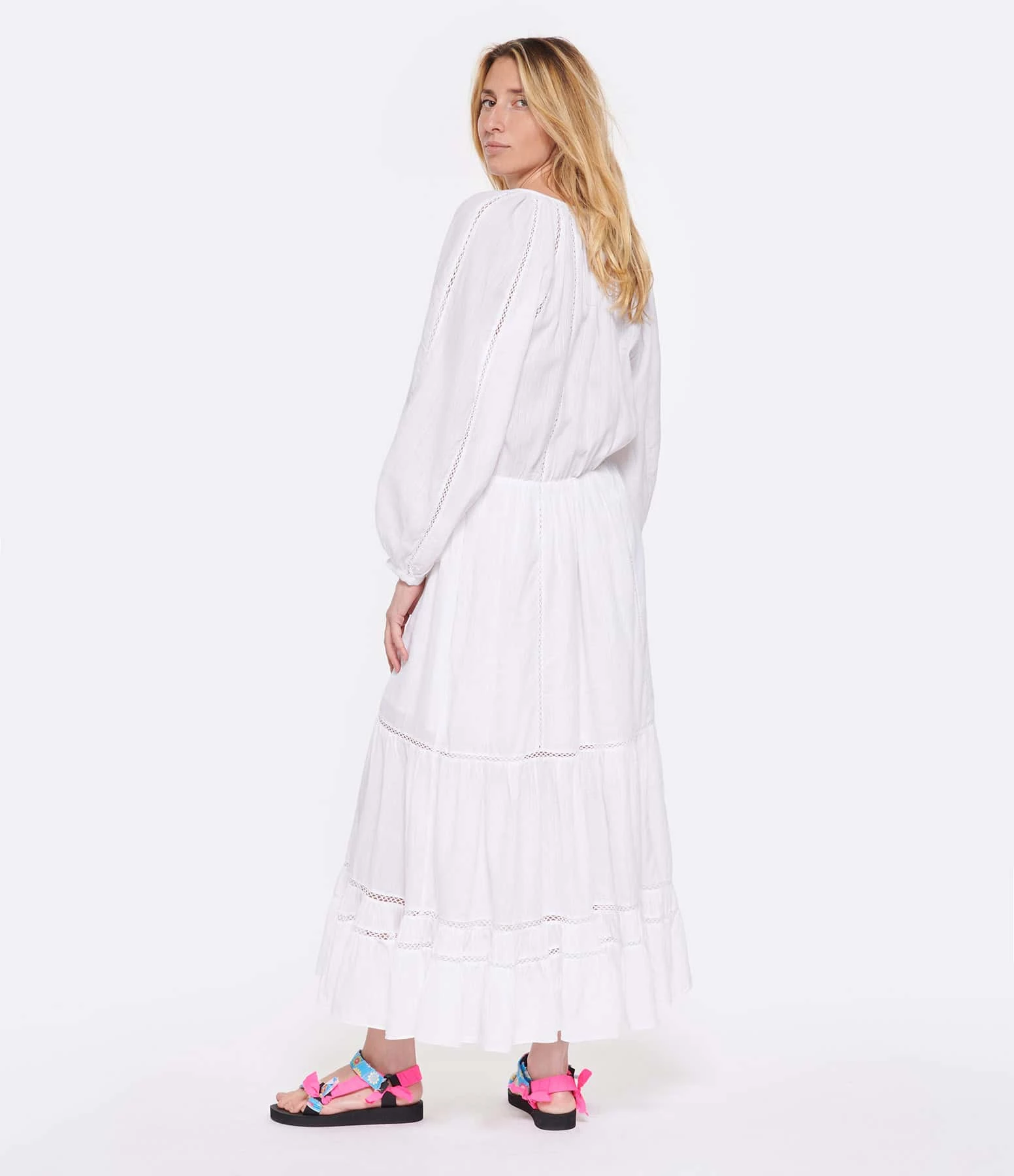 MARANT ÉTOILE Robe Longue Latifa Coton Blanc – Image 4