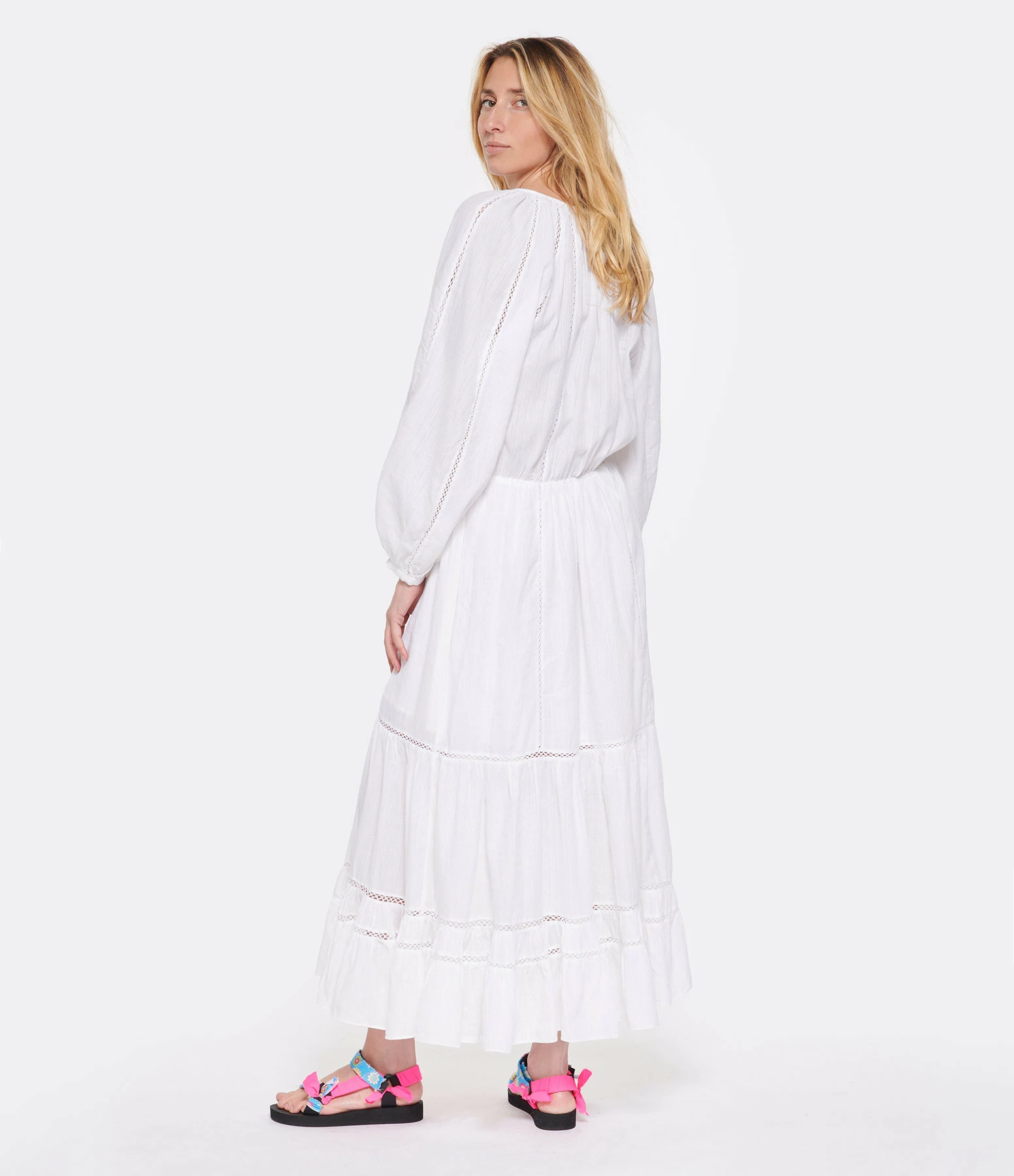 MARANT ÉTOILE Robe Longue Latifa Coton Blanc – Image 4