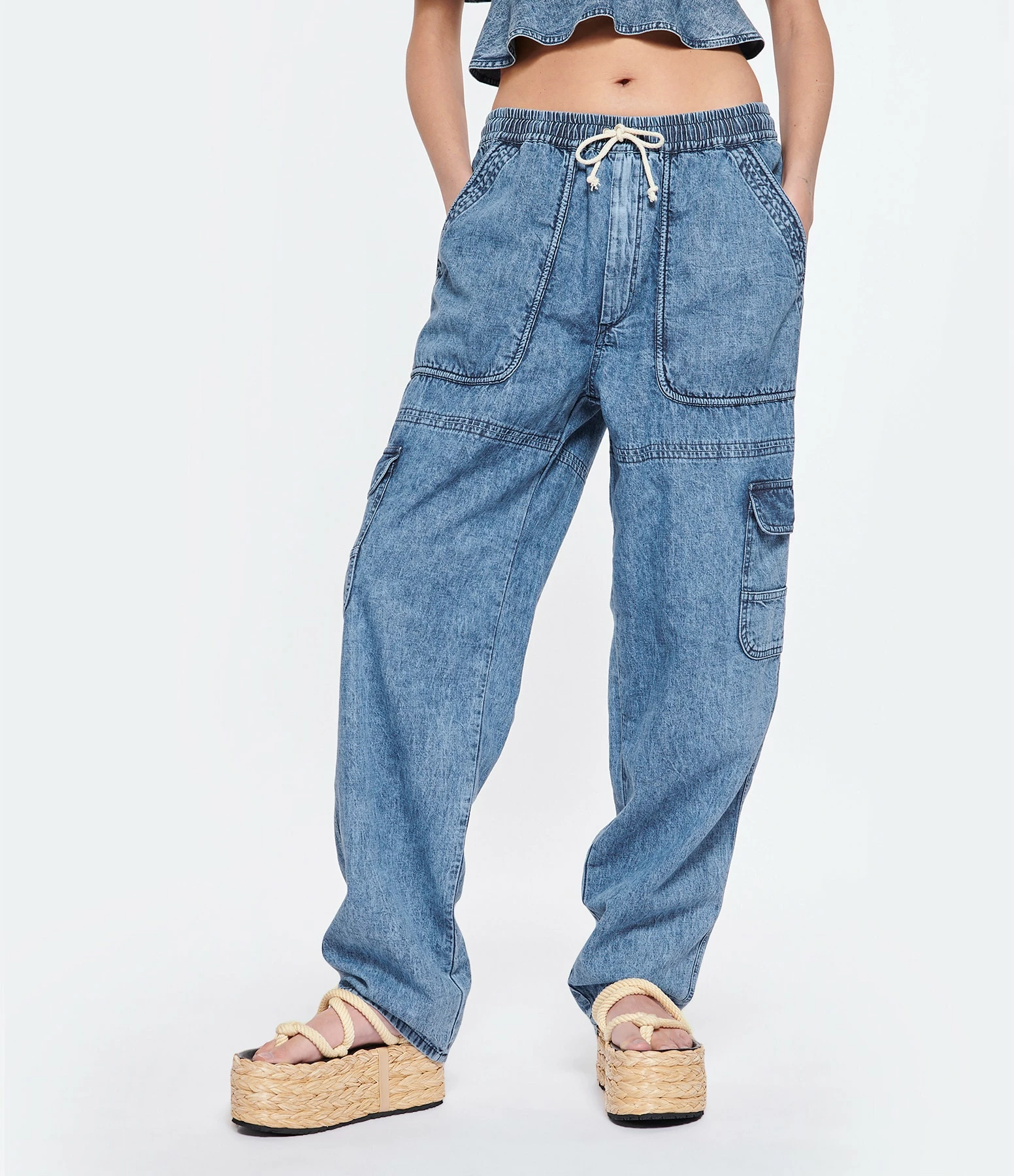 MARANT ÉTOILE Pantalon Viamao Coton Bleu – Image 3
