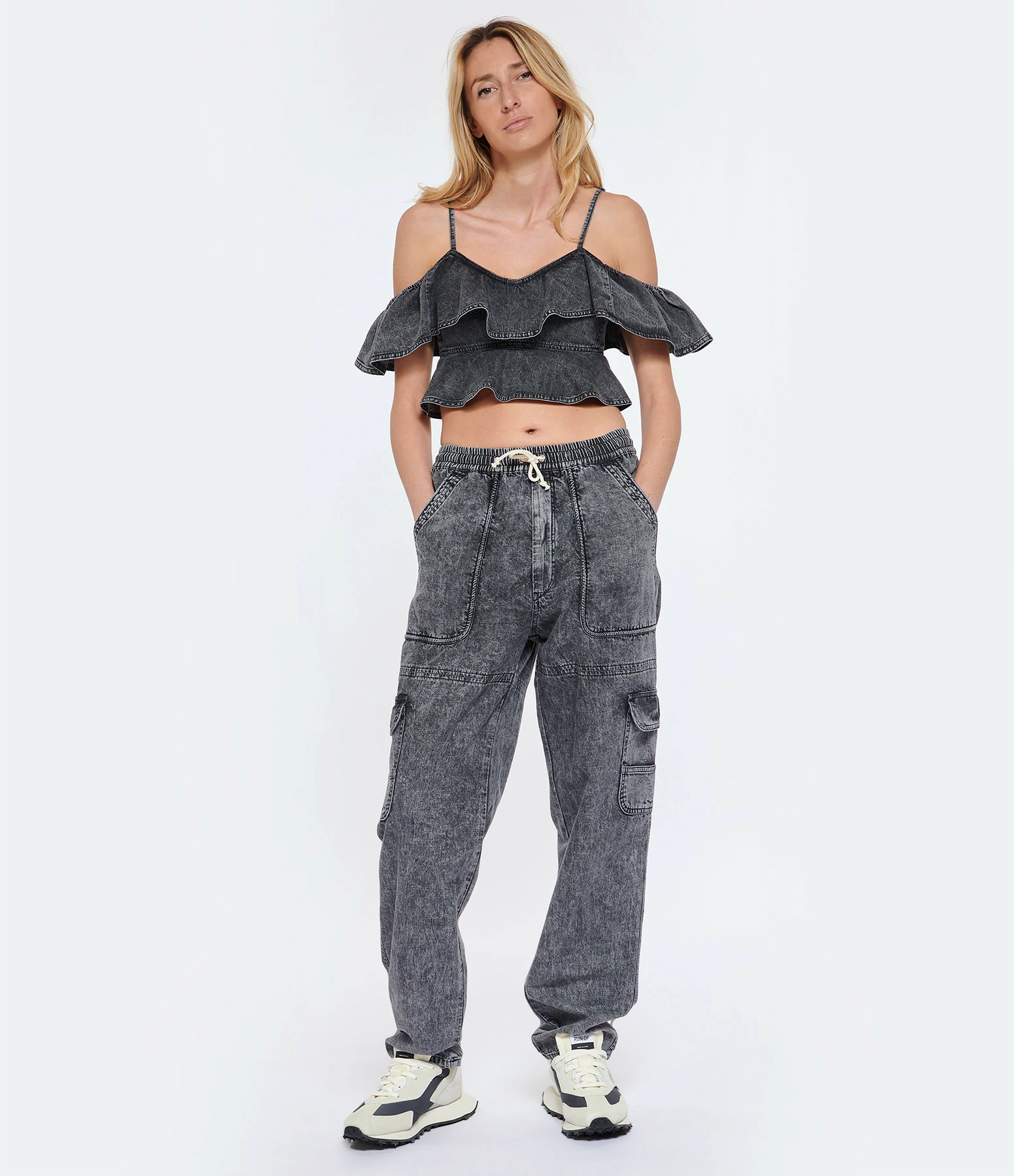 MARANT ÉTOILE Pantalon Viamao Coton Gris – Image 3