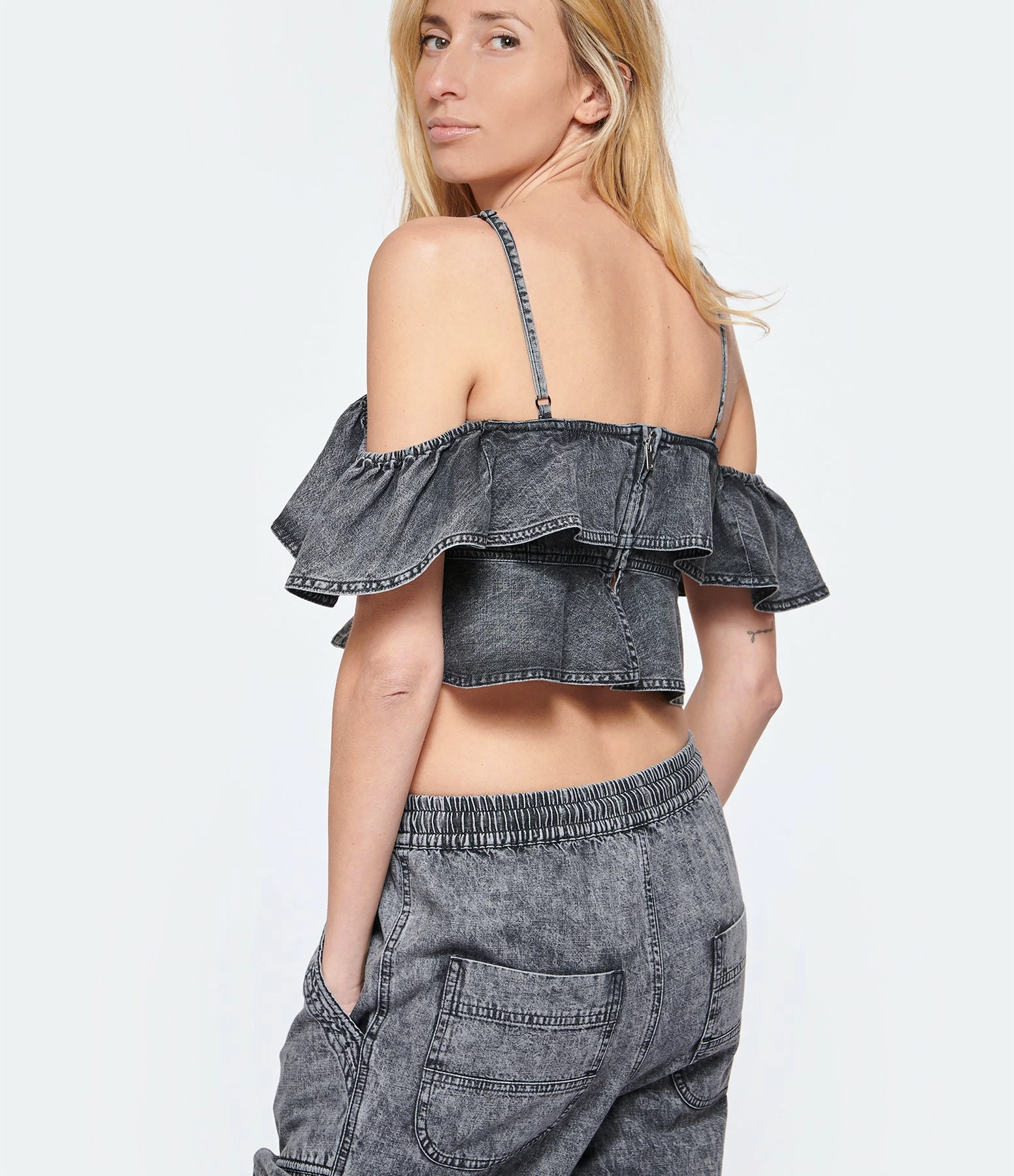 MARANT ÉTOILE Top Voloteo Coton Gris – Image 5