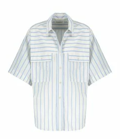 MARANT ÉTOILE Chemise Nulenci Coton Écru Bleu